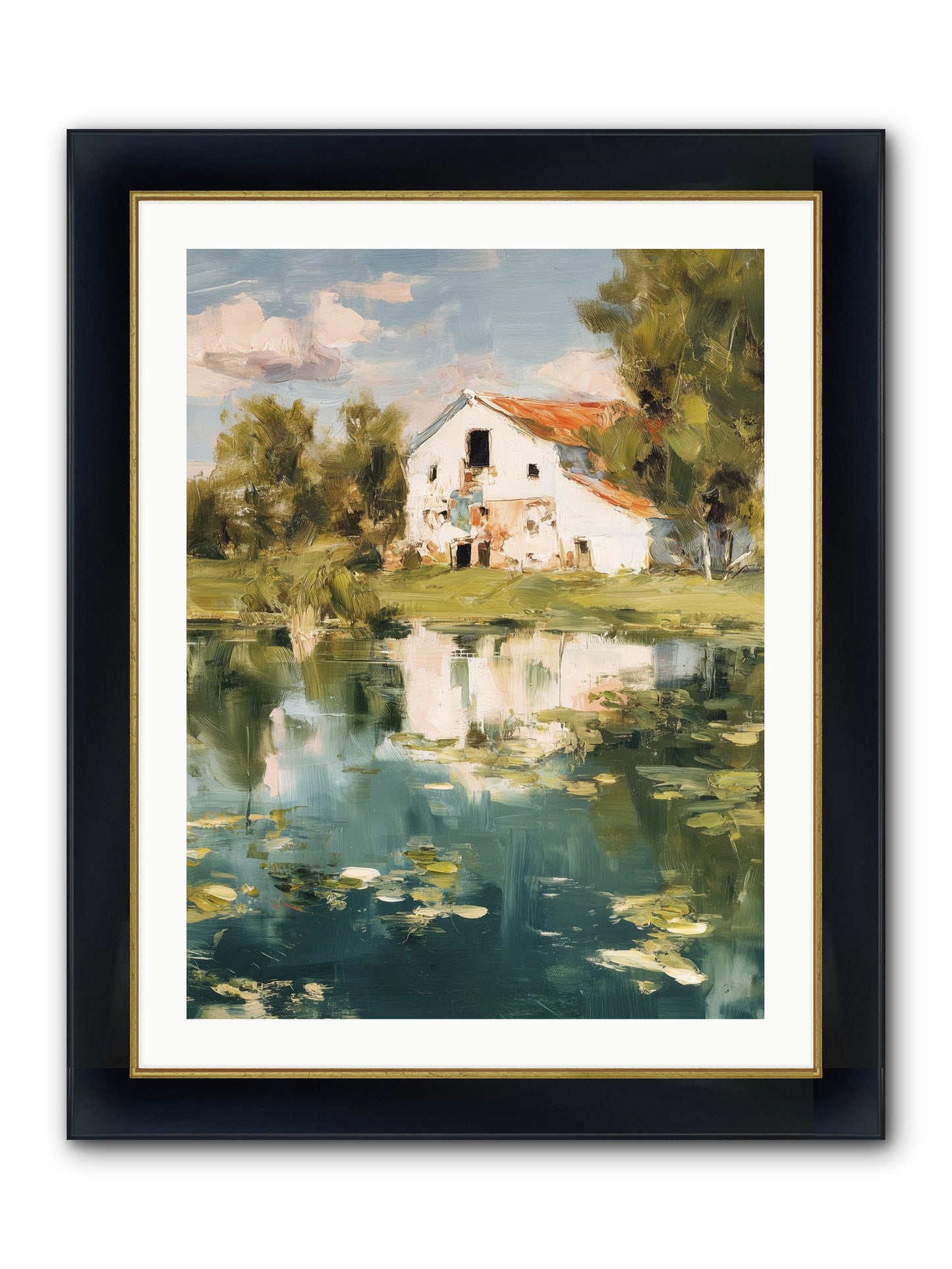 Lake's Portrait Framed Print - Wide Black w/Gold 24x32