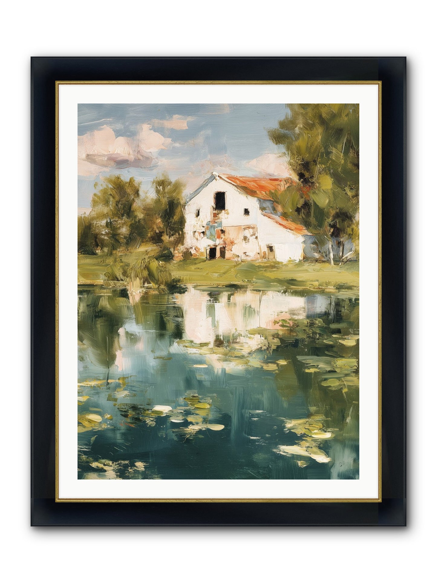 Lake's Portrait Framed Print - Wide Black w/Gold 30x40