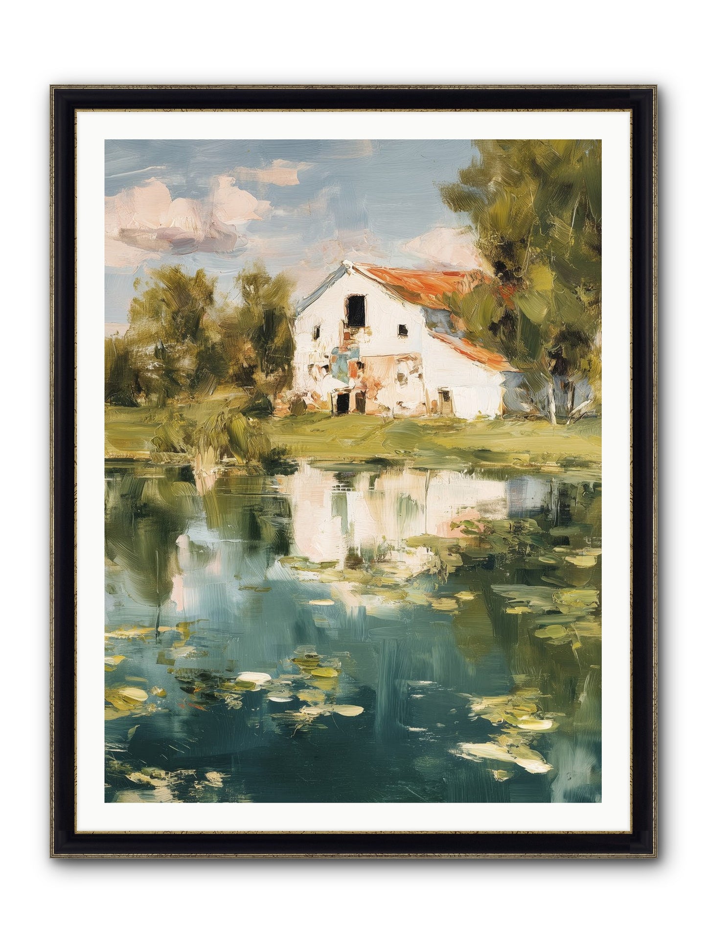 Lake's Portrait Framed Print - Black & Gold 36x48