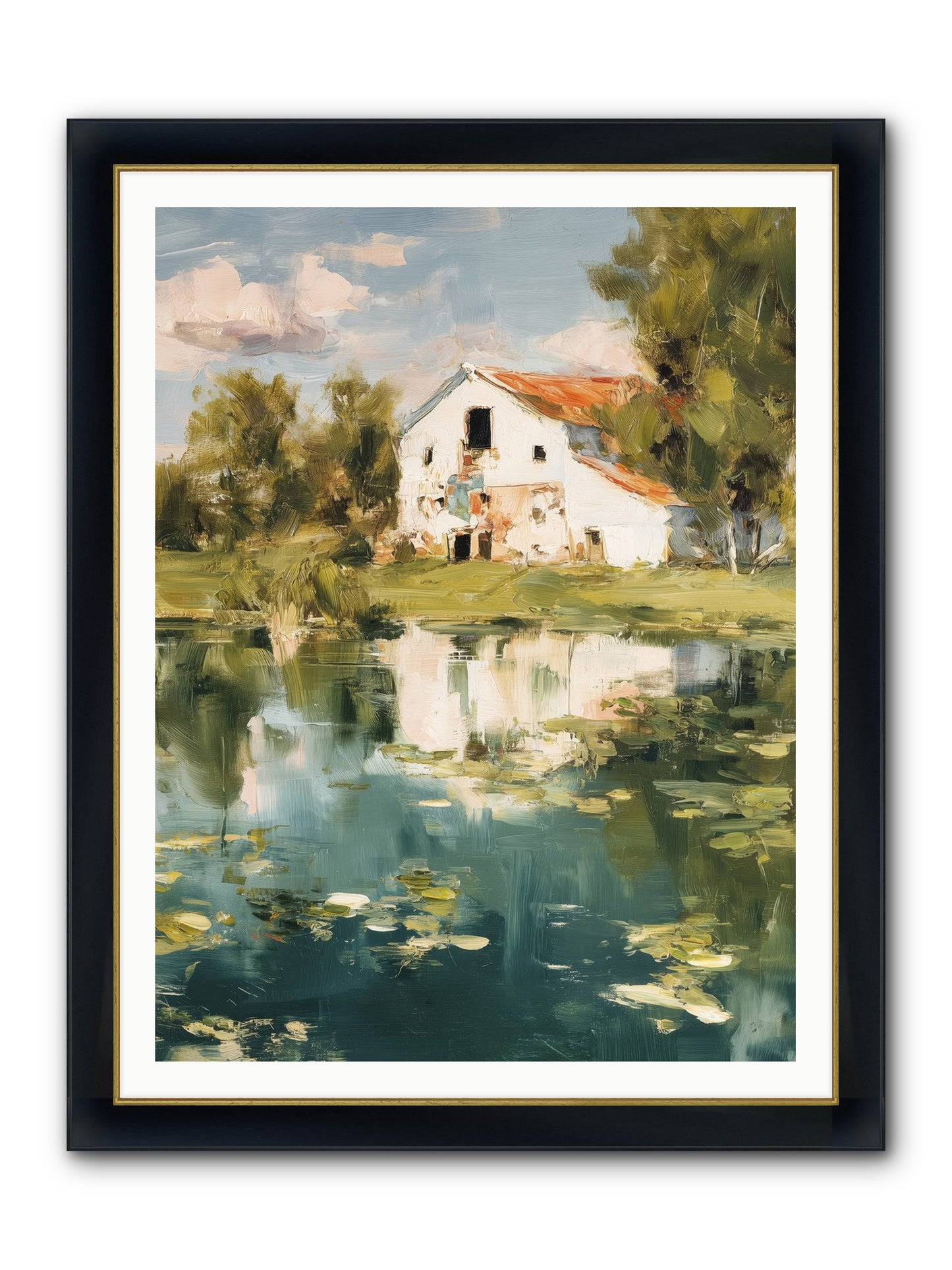 Lake's Portrait Framed Print - Wide Black w/Gold 36x48