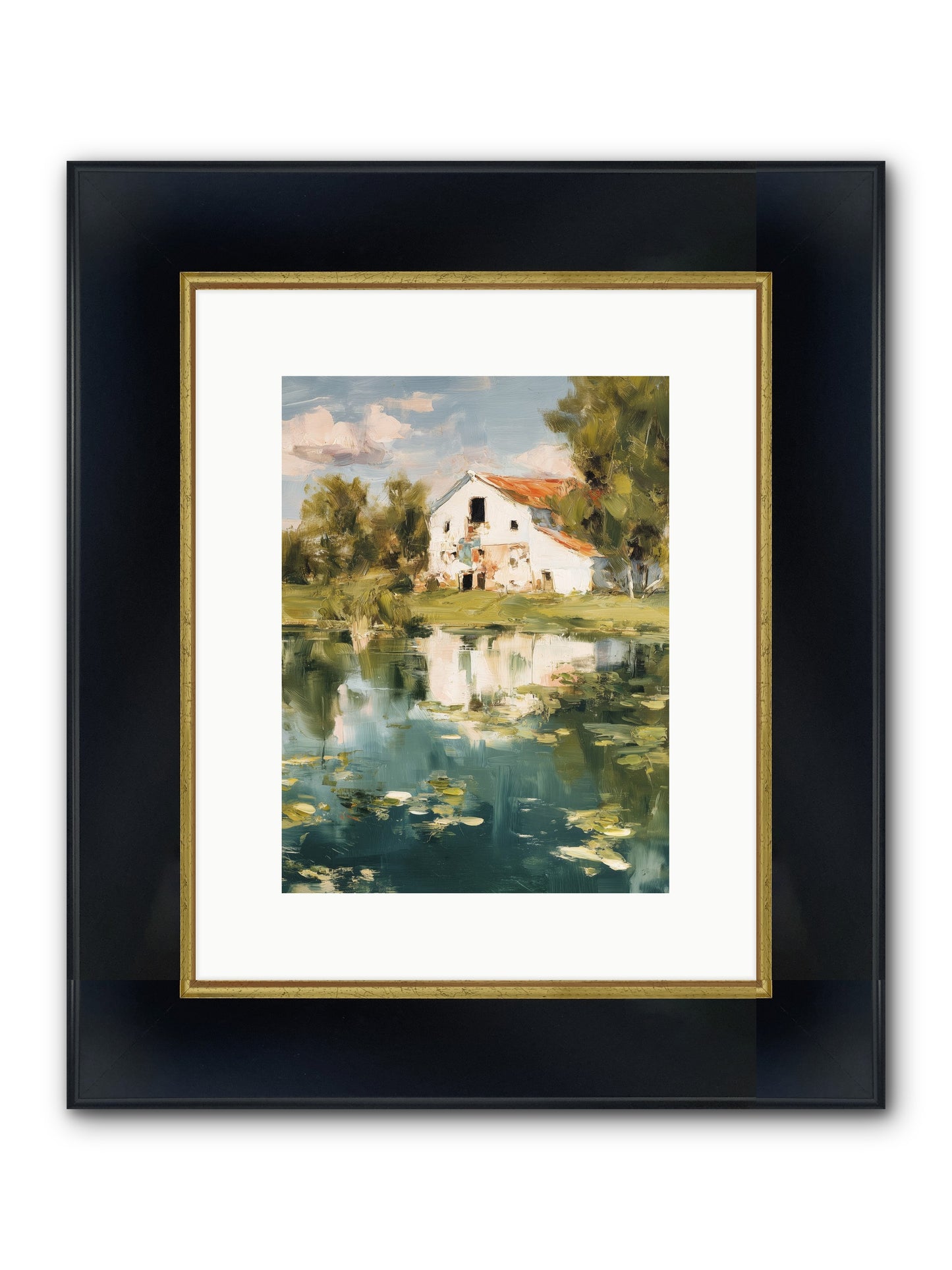 Lake's Portrait Framed Print - Wide Black w/Gold 9x12