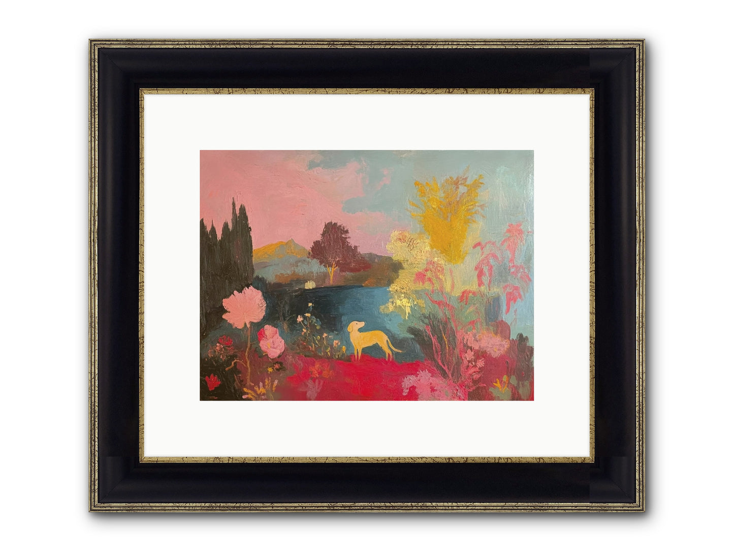 Lakeside Memories Framed Print - Black & Gold 12x9
