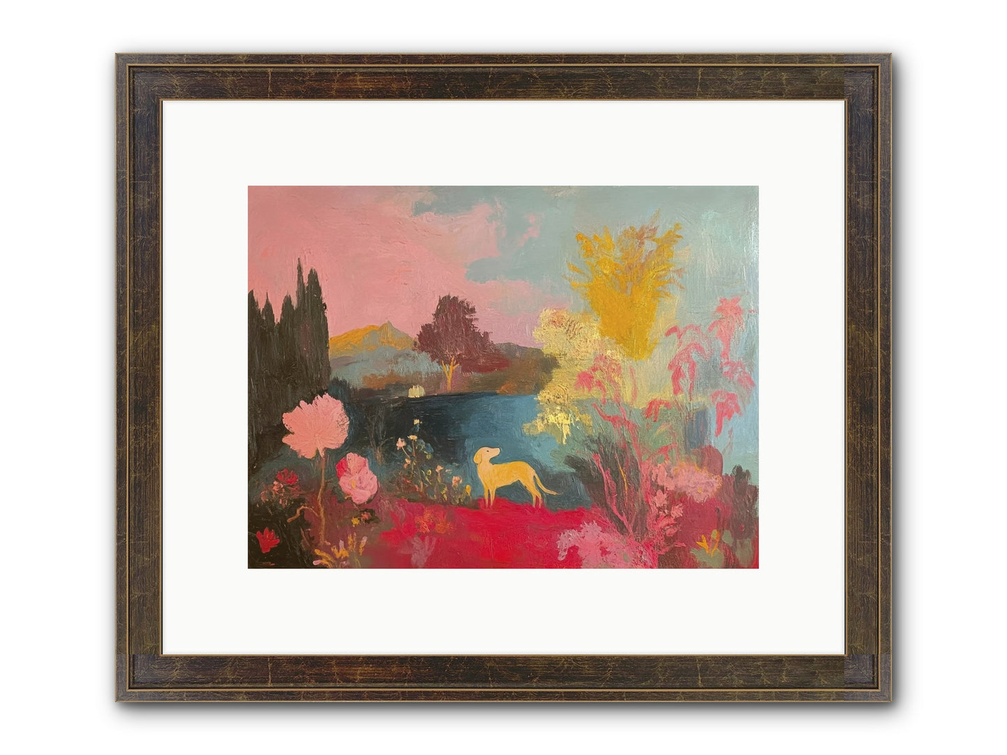 Lakeside Memories Framed Print - Slimwoods Black/Gold 12x9