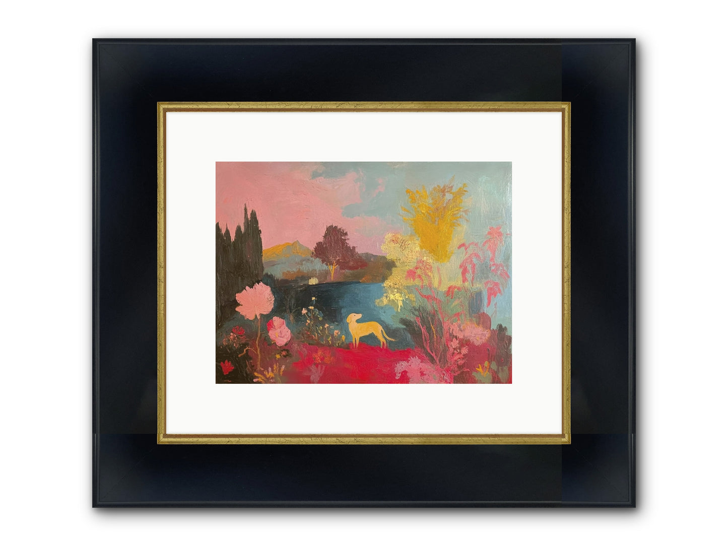 Lakeside Memories Framed Print - Wide Black w/Gold 12x9