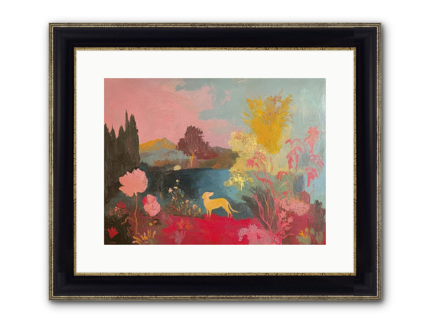 Lakeside Memories Framed Print - Black & Gold 16x12