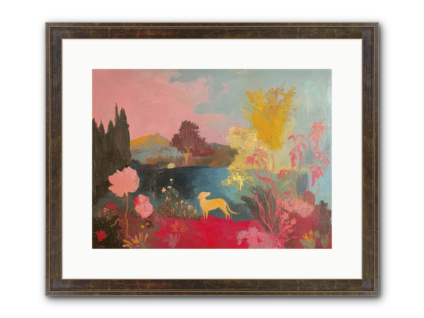 Lakeside Memories Framed Print - Slimwoods Black/Gold 16x12