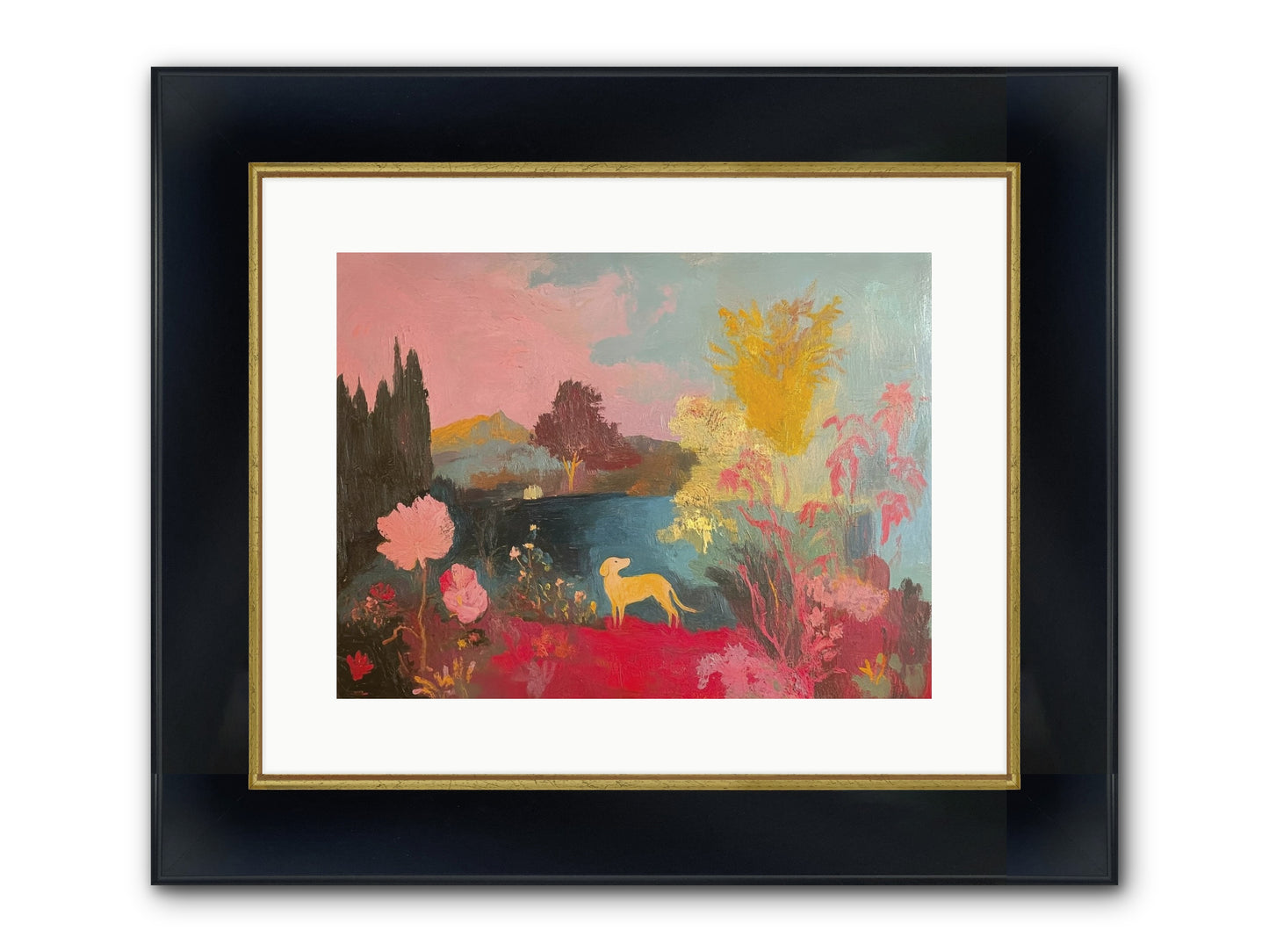 Lakeside Memories Framed Print - Wide Black w/Gold 16x12