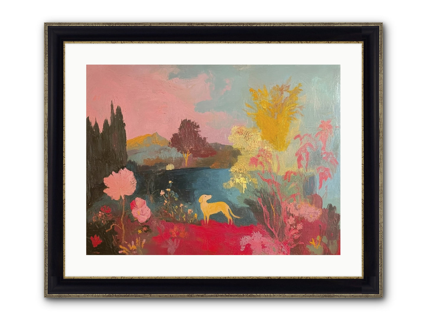 Lakeside Memories Framed Print - Black & Gold 24x18