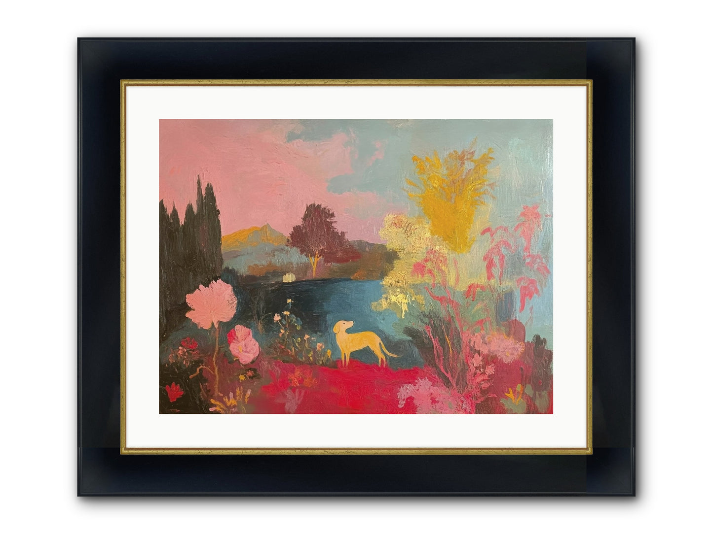 Lakeside Memories Framed Print - Wide Black w/Gold 24x18