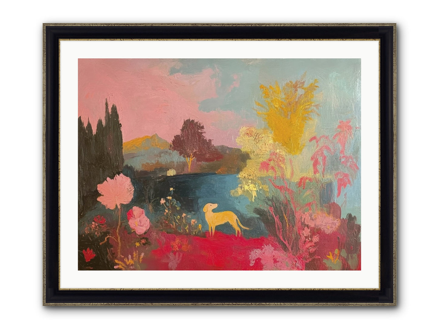 Lakeside Memories Framed Print - Black & Gold 32x24