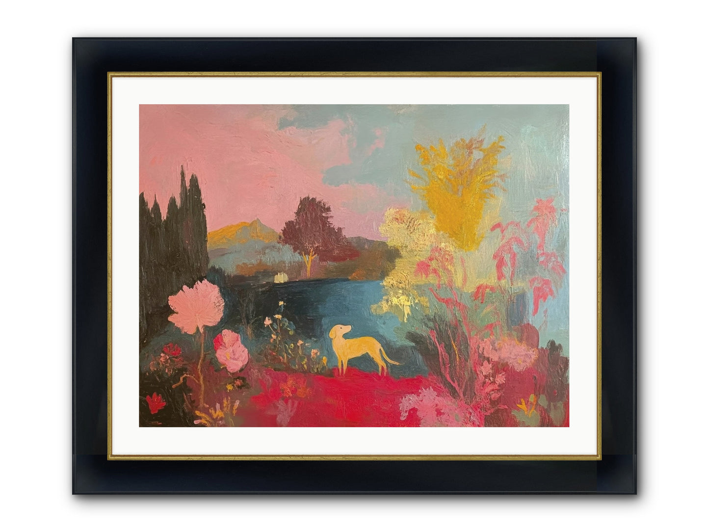 Lakeside Memories Framed Print - Wide Black w/Gold 32x24