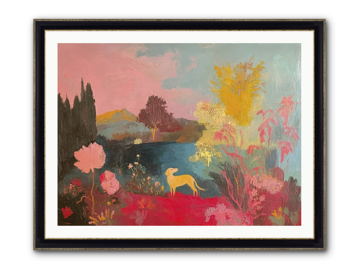 Lakeside Memories Framed Print - Black & Gold 40x30