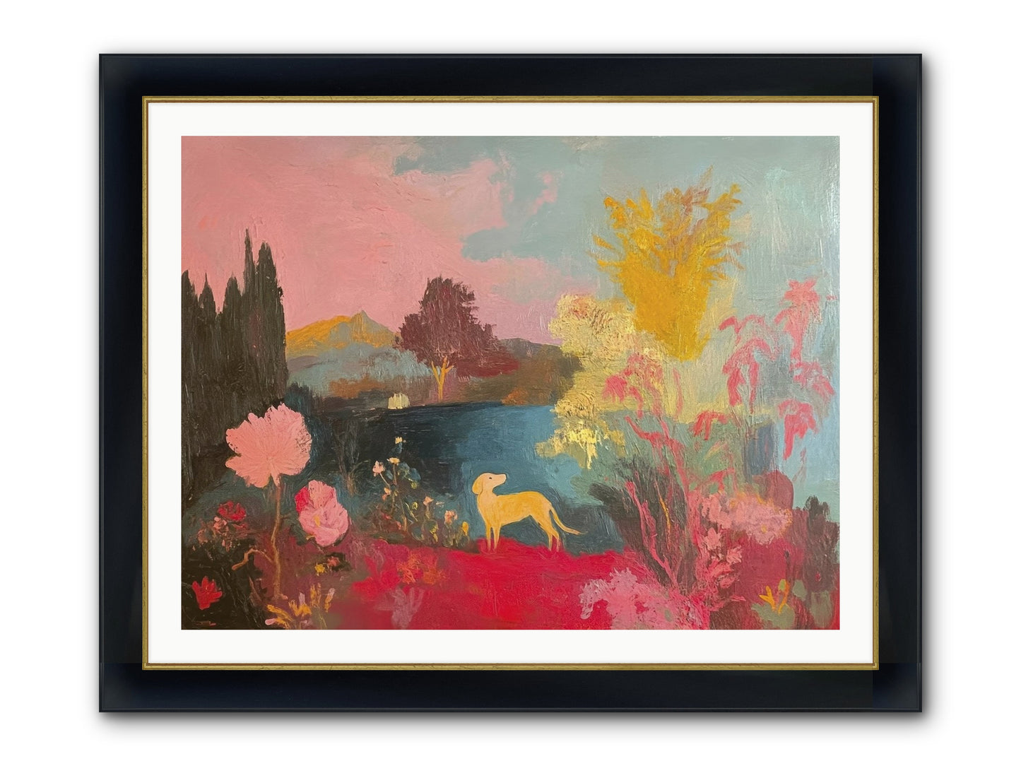 Lakeside Memories Framed Print - Wide Black w/Gold 40x30