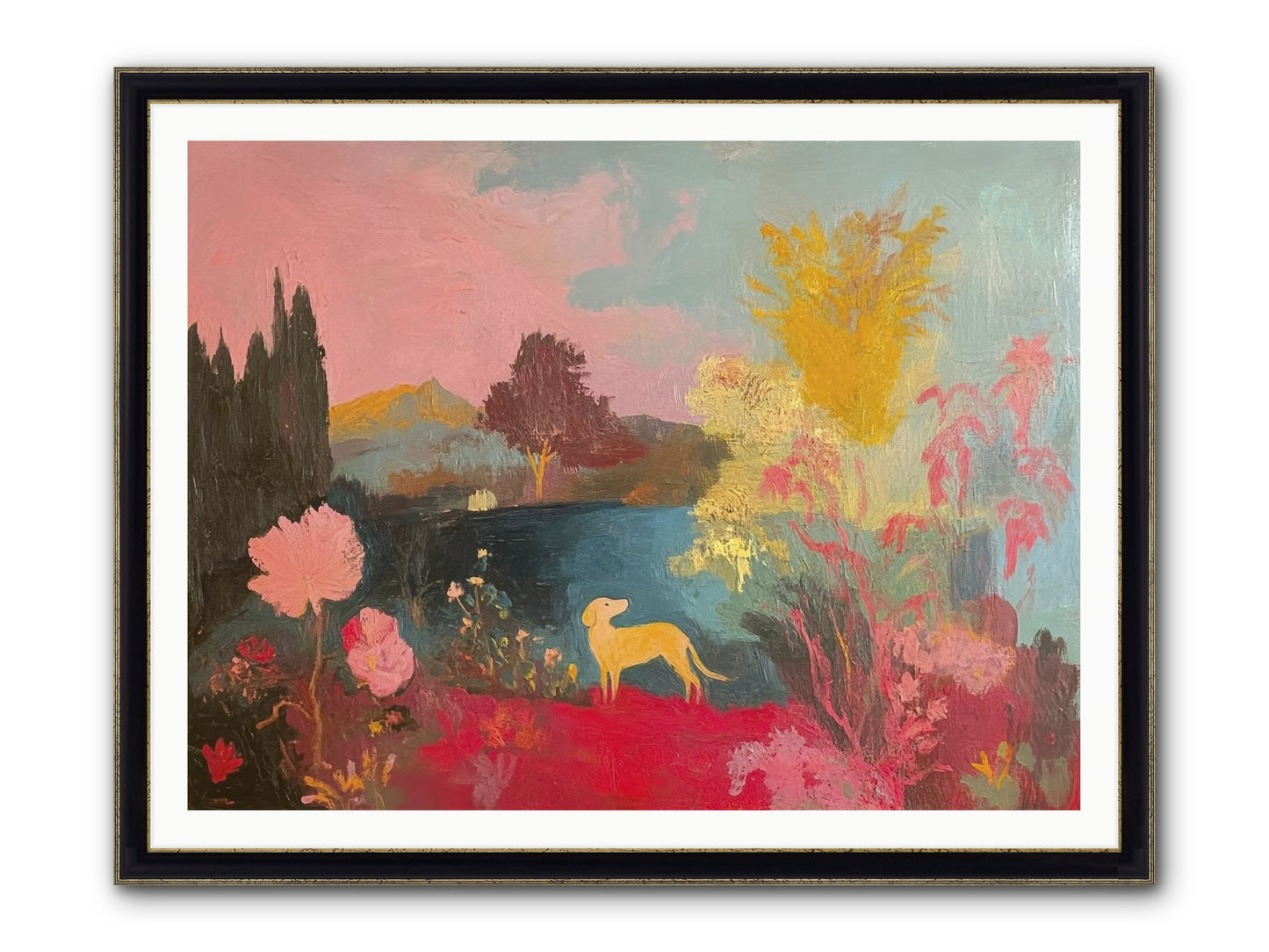 Lakeside Memories Framed Print - Black & Gold 48x36