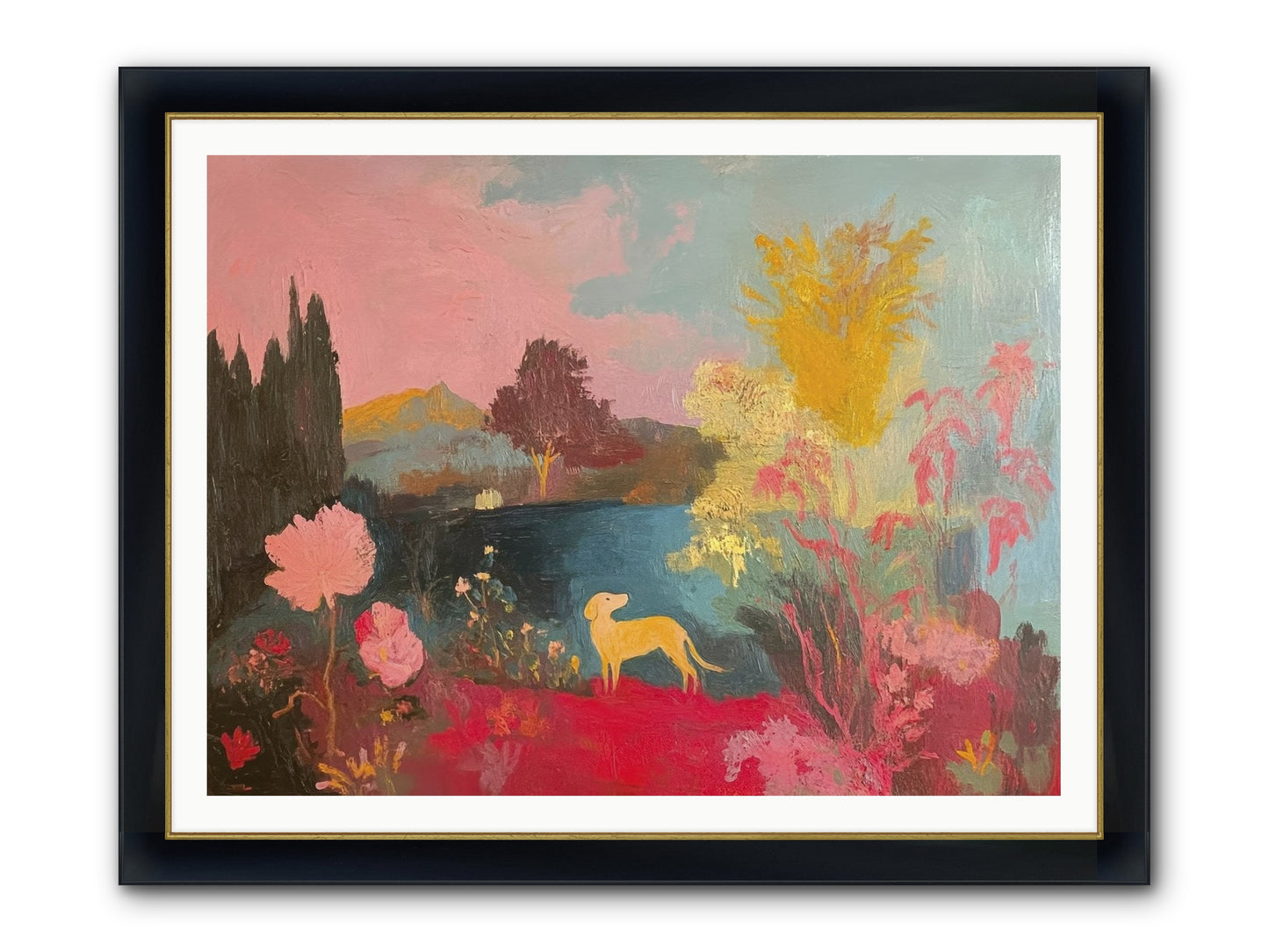 Lakeside Memories Framed Print - Wide Black w/Gold 48x36
