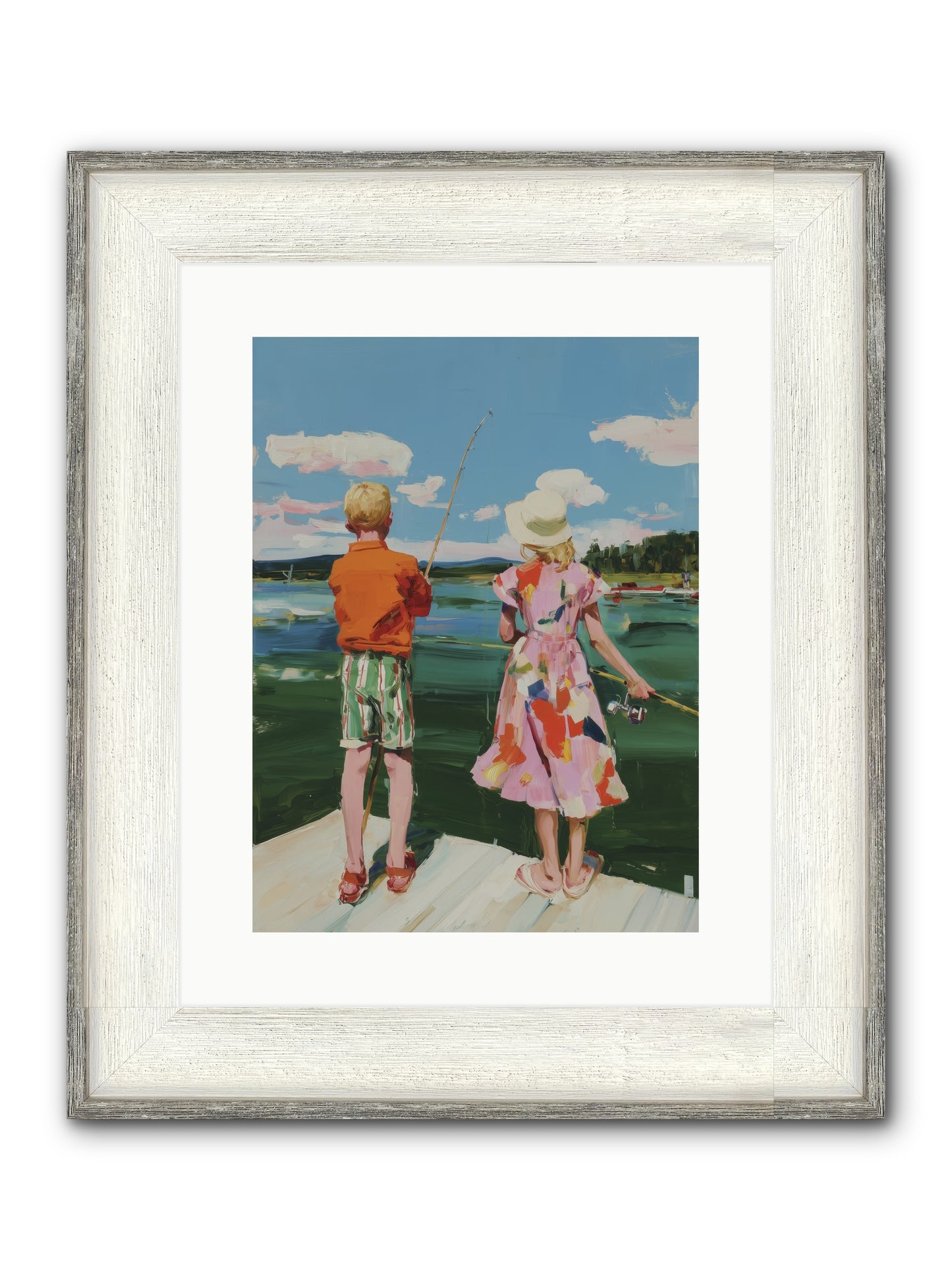 Lakeside Refuge Framed Print - Driftwood White 12x16