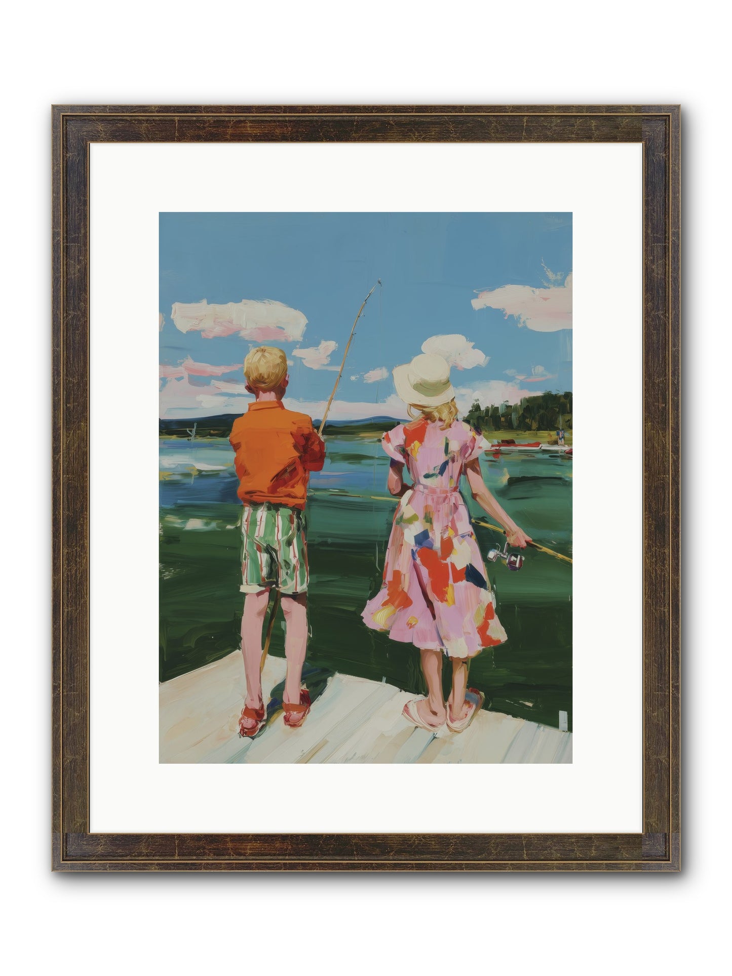 Lakeside Refuge Framed Print - Slimwoods Black/Gold 12x16