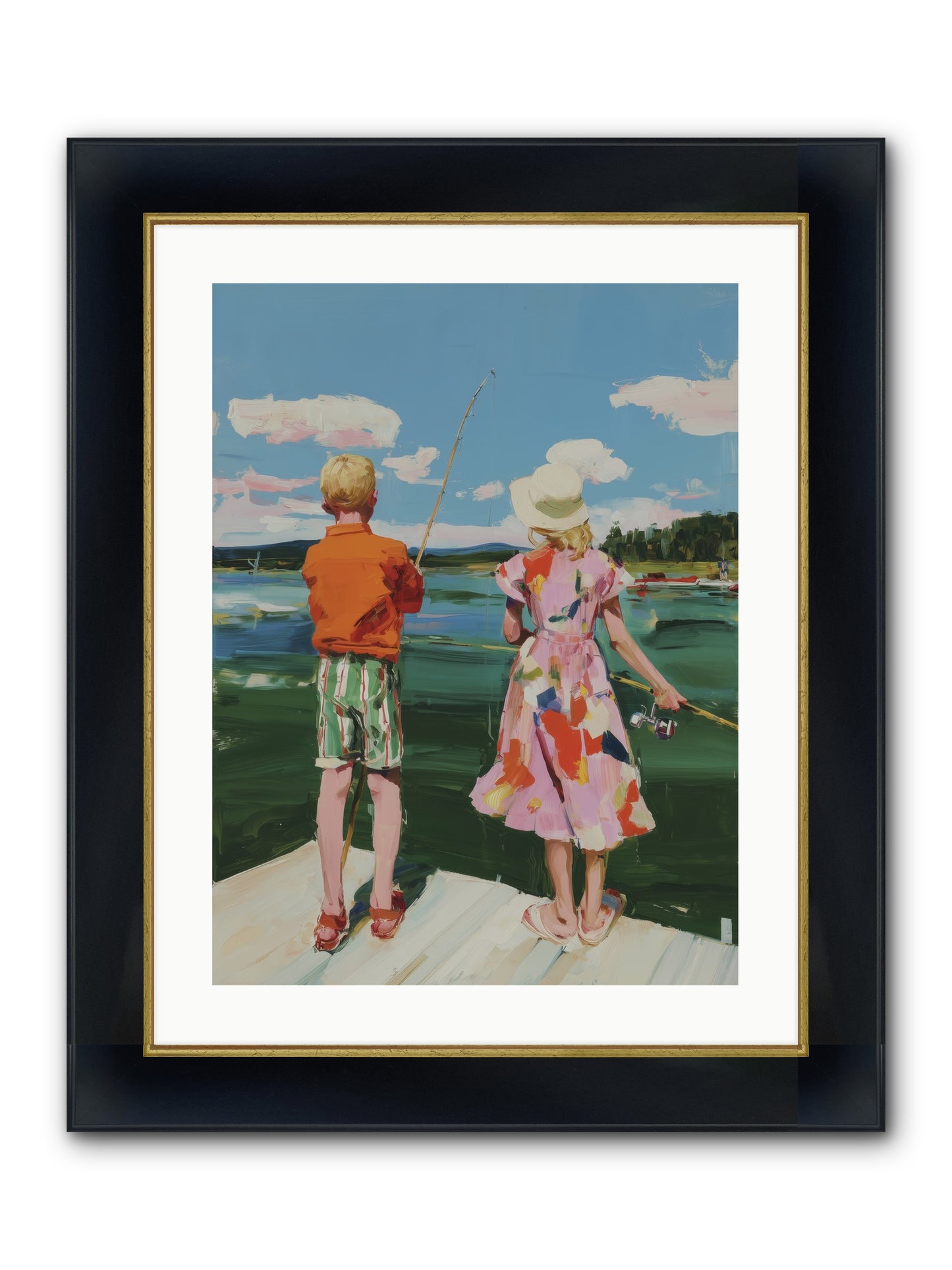 Lakeside Refuge Framed Print - Wide Black w/Gold 18x24