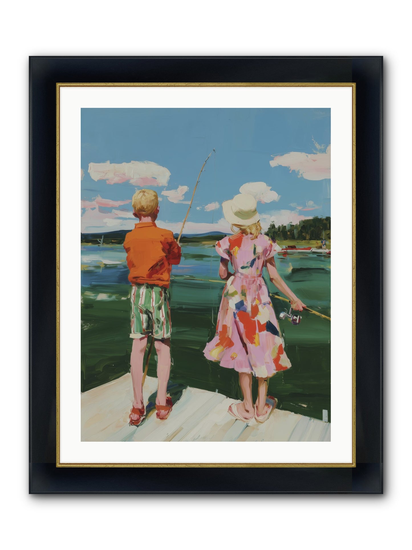 Lakeside Refuge Framed Print - Wide Black w/Gold 24x32