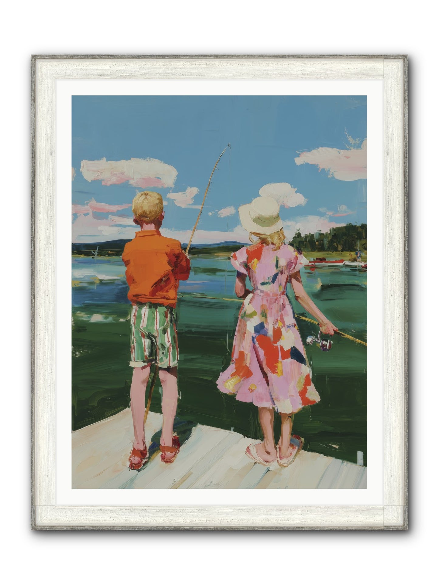 Lakeside Refuge Framed Print - Driftwood White 36x48