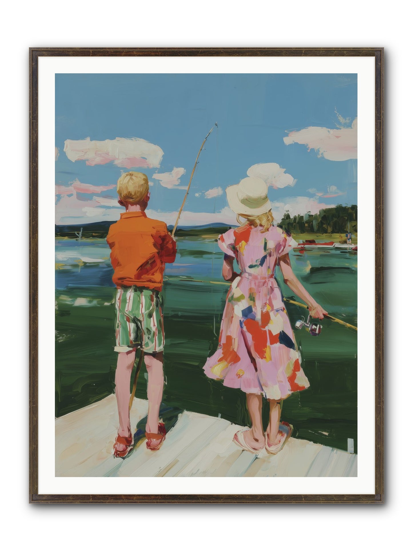 Lakeside Refuge Framed Print - Slimwoods Black/Gold 36x48