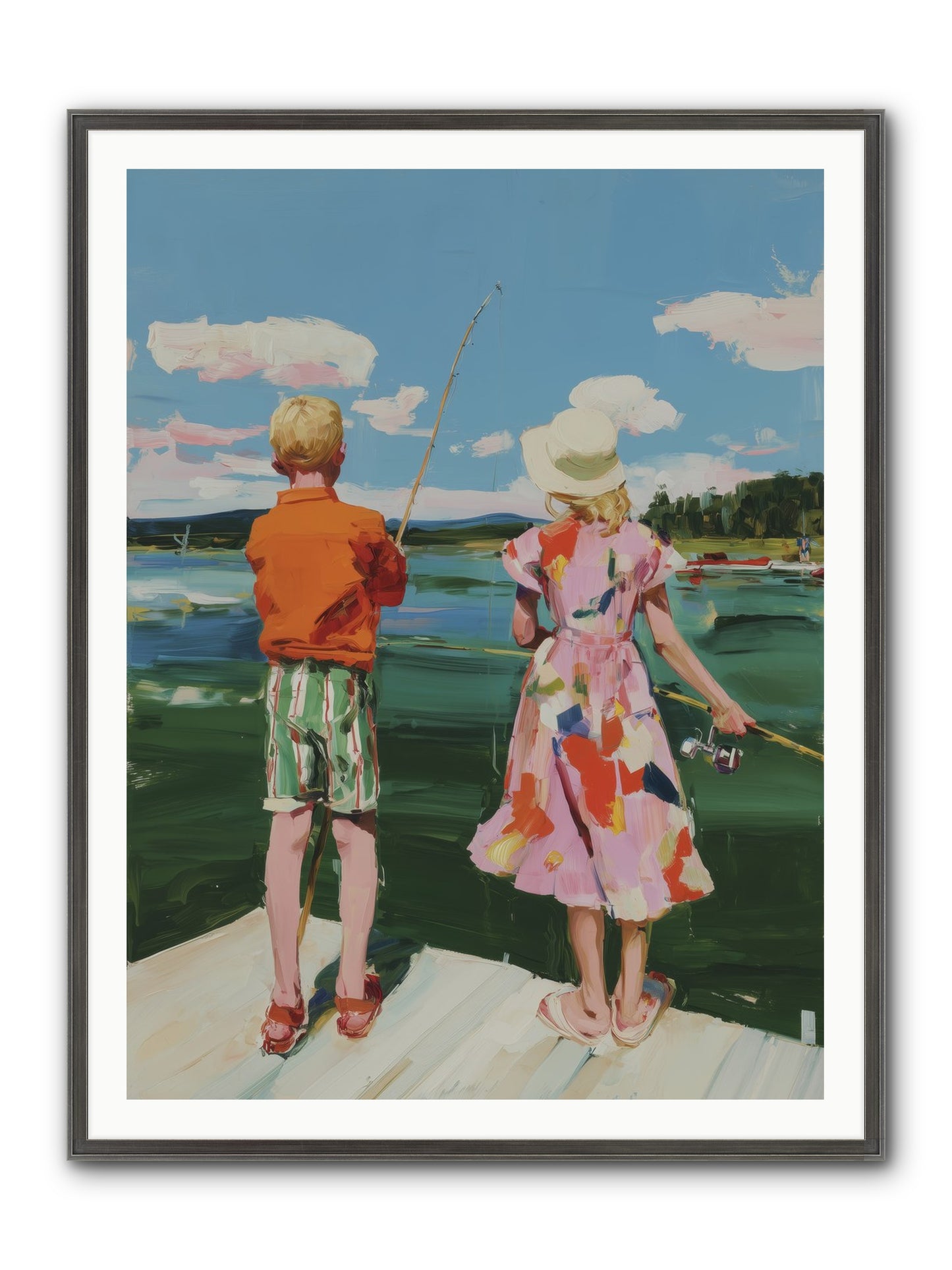 Lakeside Refuge Framed Print - Slimwoods Black/Silver 36x48