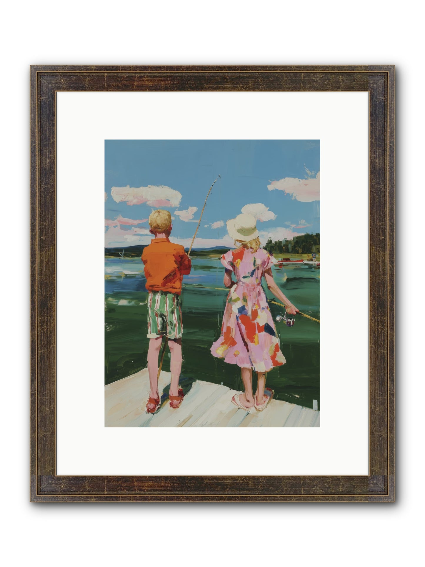 Lakeside Refuge Framed Print - Slimwoods Black/Gold 9x12