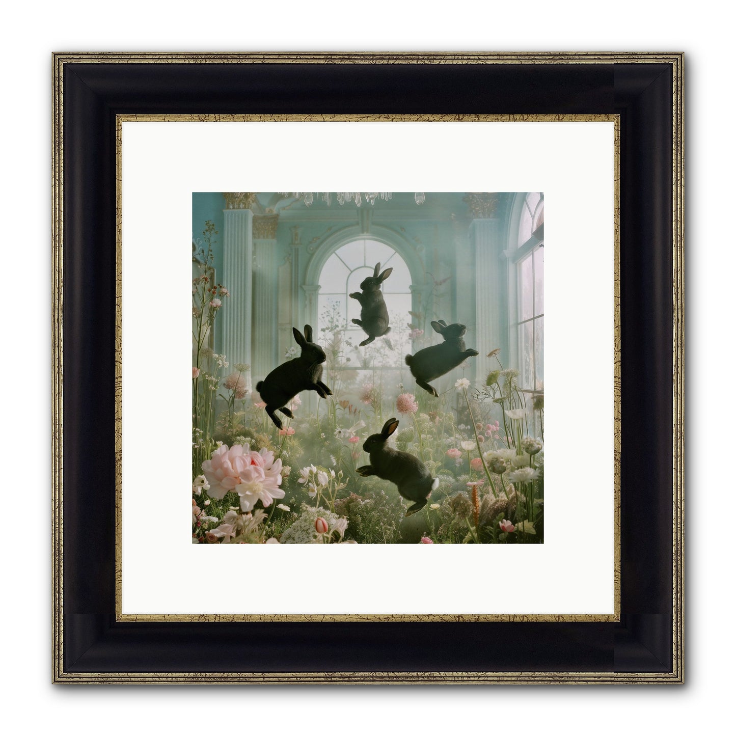 Lapin Noir Fantasia Framed Print - Black & Gold 10x10