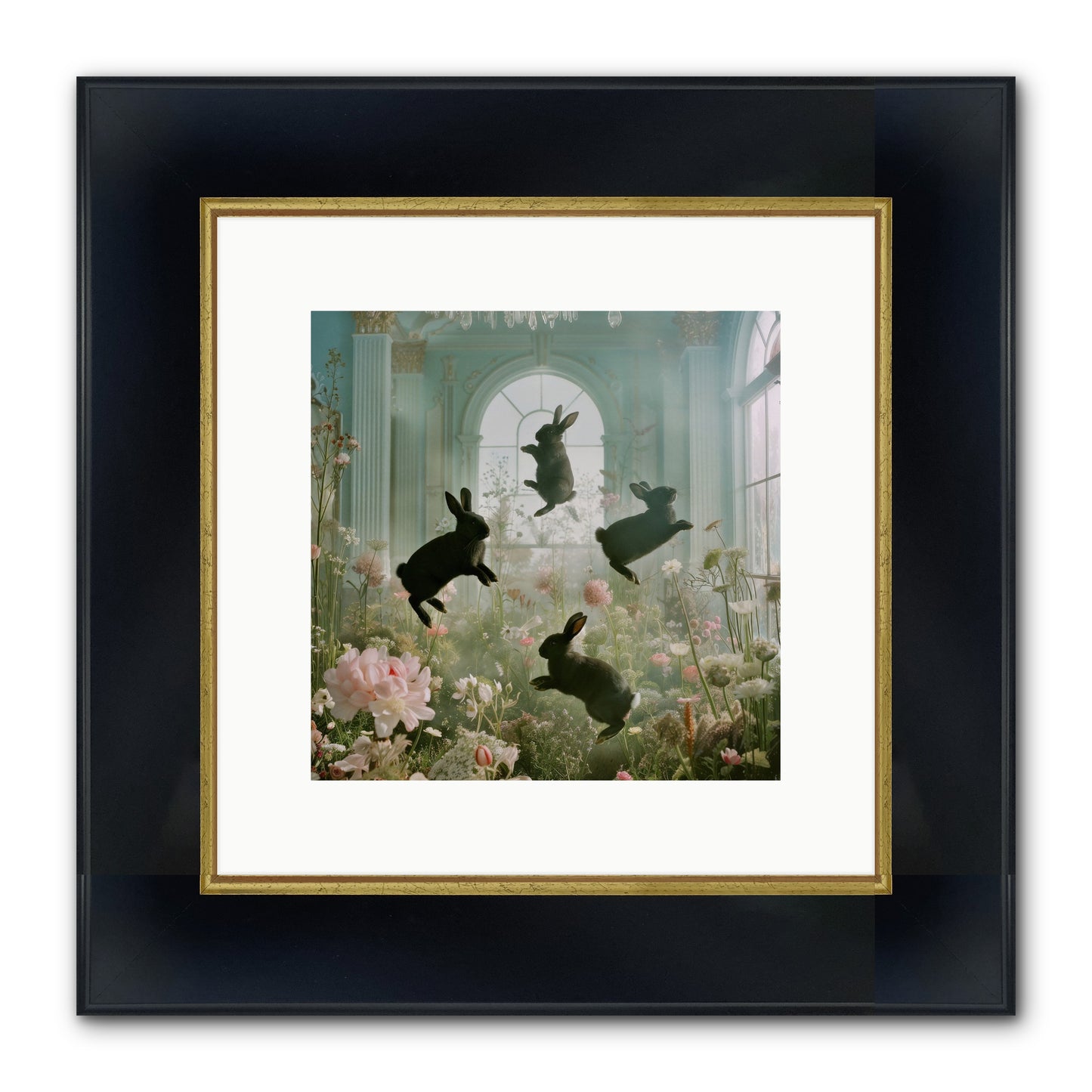 Lapin Noir Fantasia Framed Print - Wide Black w/Gold 10x10