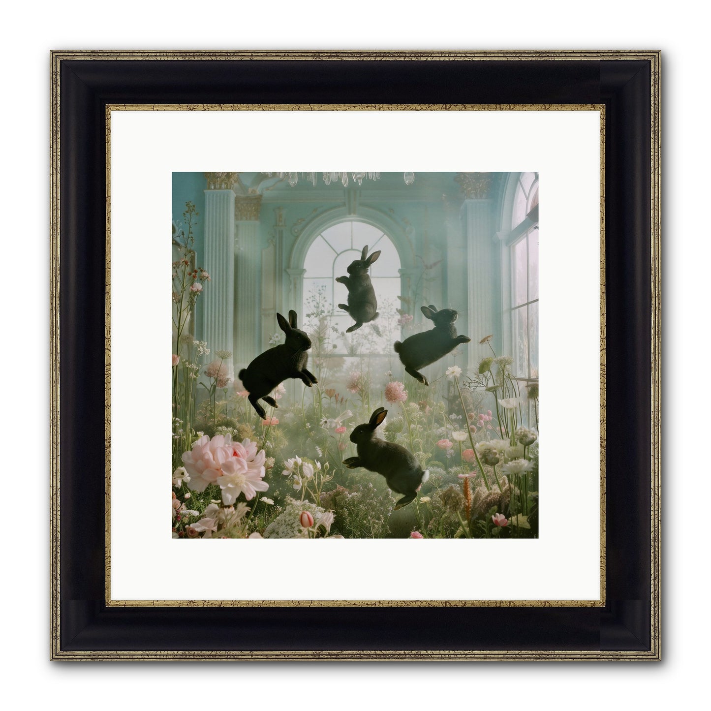 Lapin Noir Fantasia Framed Print - Black & Gold 12x12