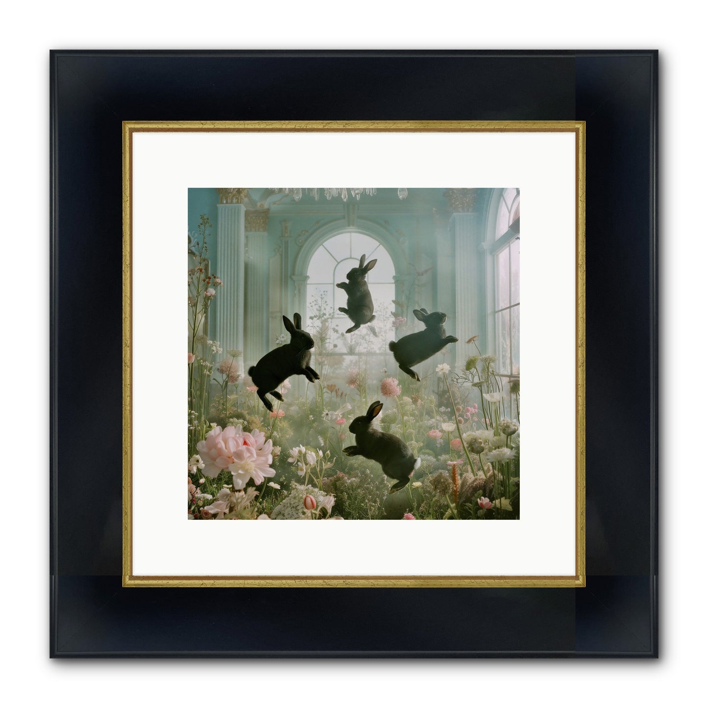 Lapin Noir Fantasia Framed Print - Wide Black w/Gold 12x12