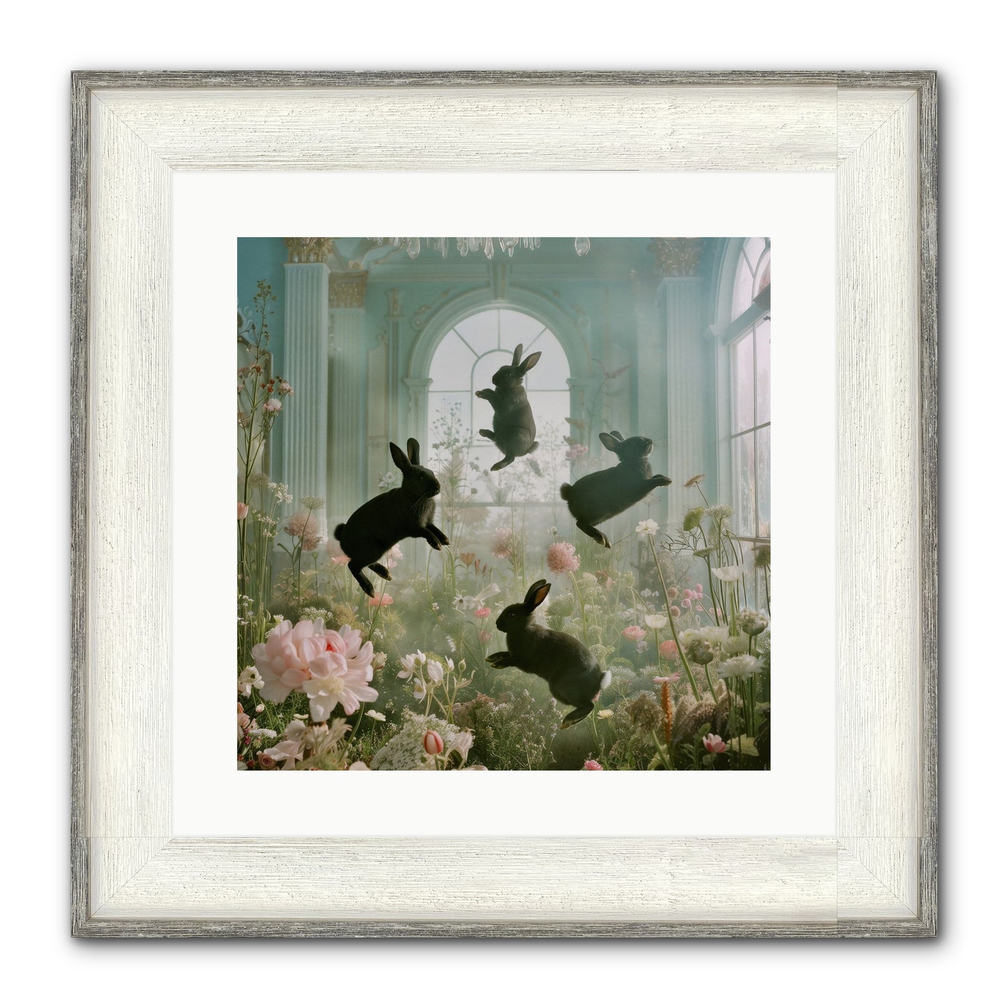 Lapin Noir Fantasia Framed Print - Driftwood White 16x16