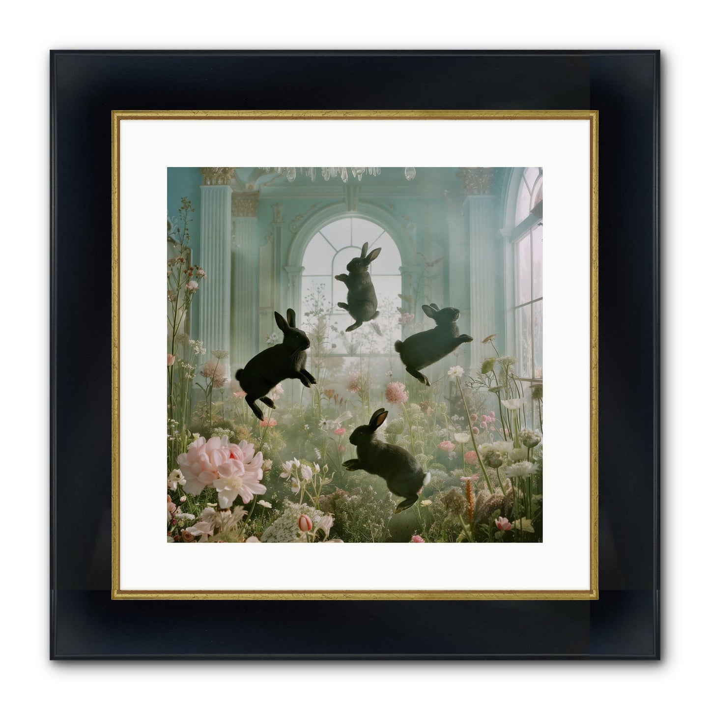 Lapin Noir Fantasia Framed Print - Wide Black w/Gold 16x16