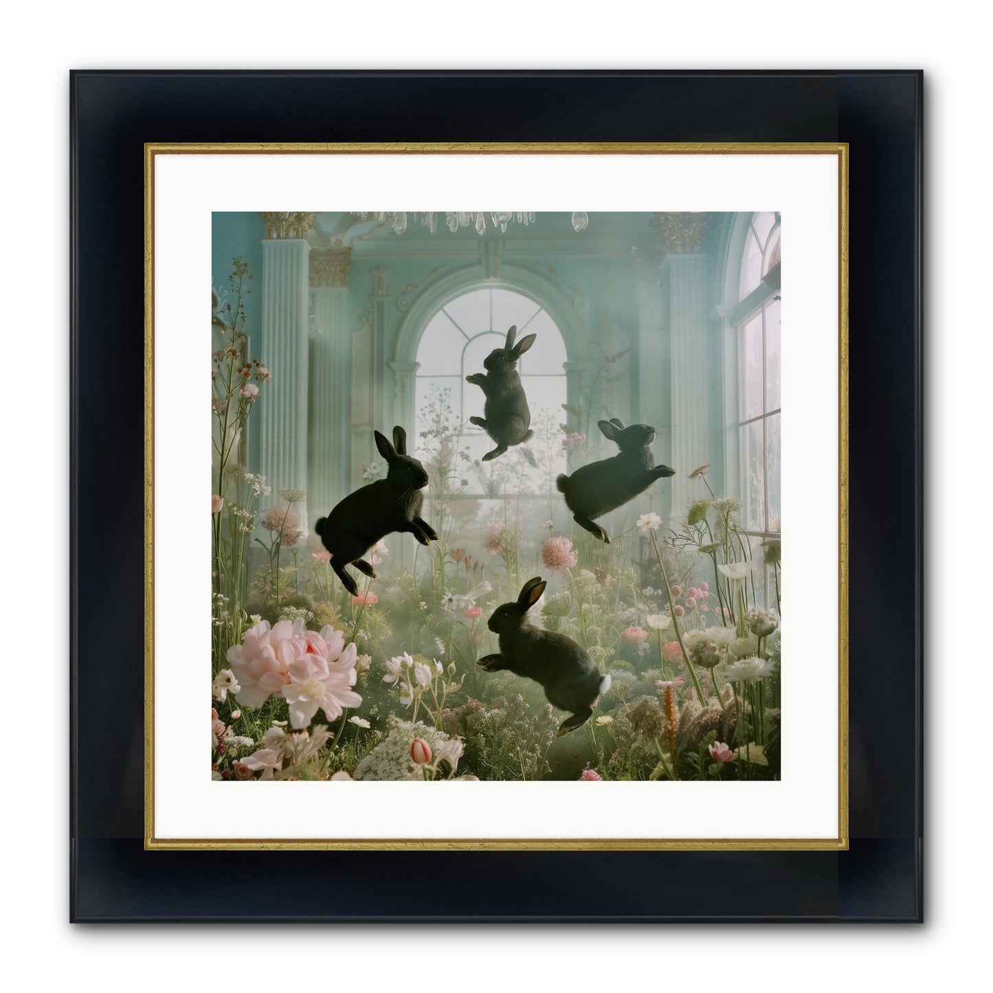 Lapin Noir Fantasia Framed Print - Wide Black w/Gold 20x20