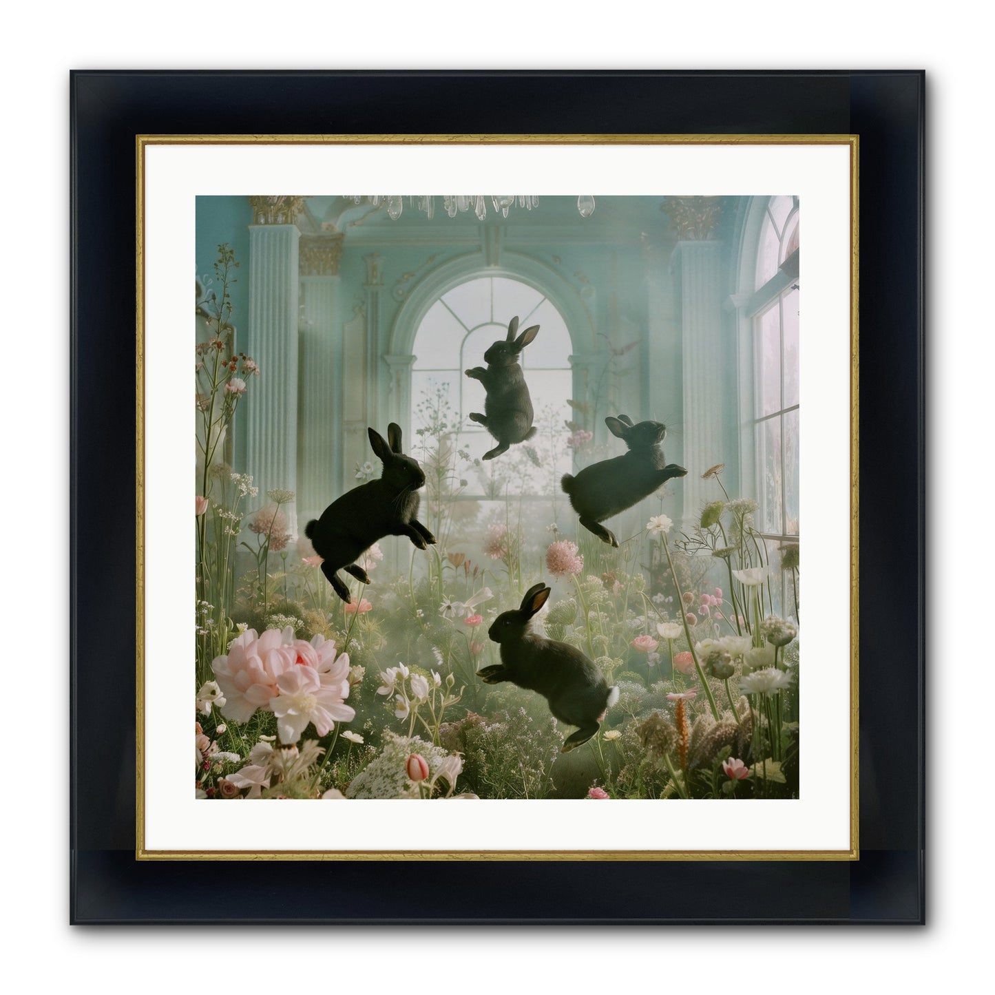 Lapin Noir Fantasia Framed Print - Wide Black w/Gold 24x24