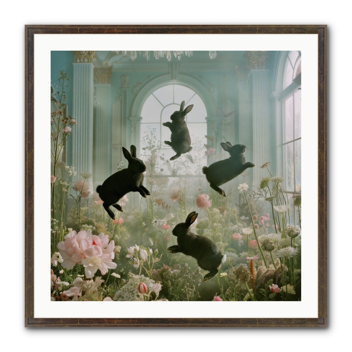Lapin Noir Fantasia Framed Print - Slimwoods Black/Gold 30x30