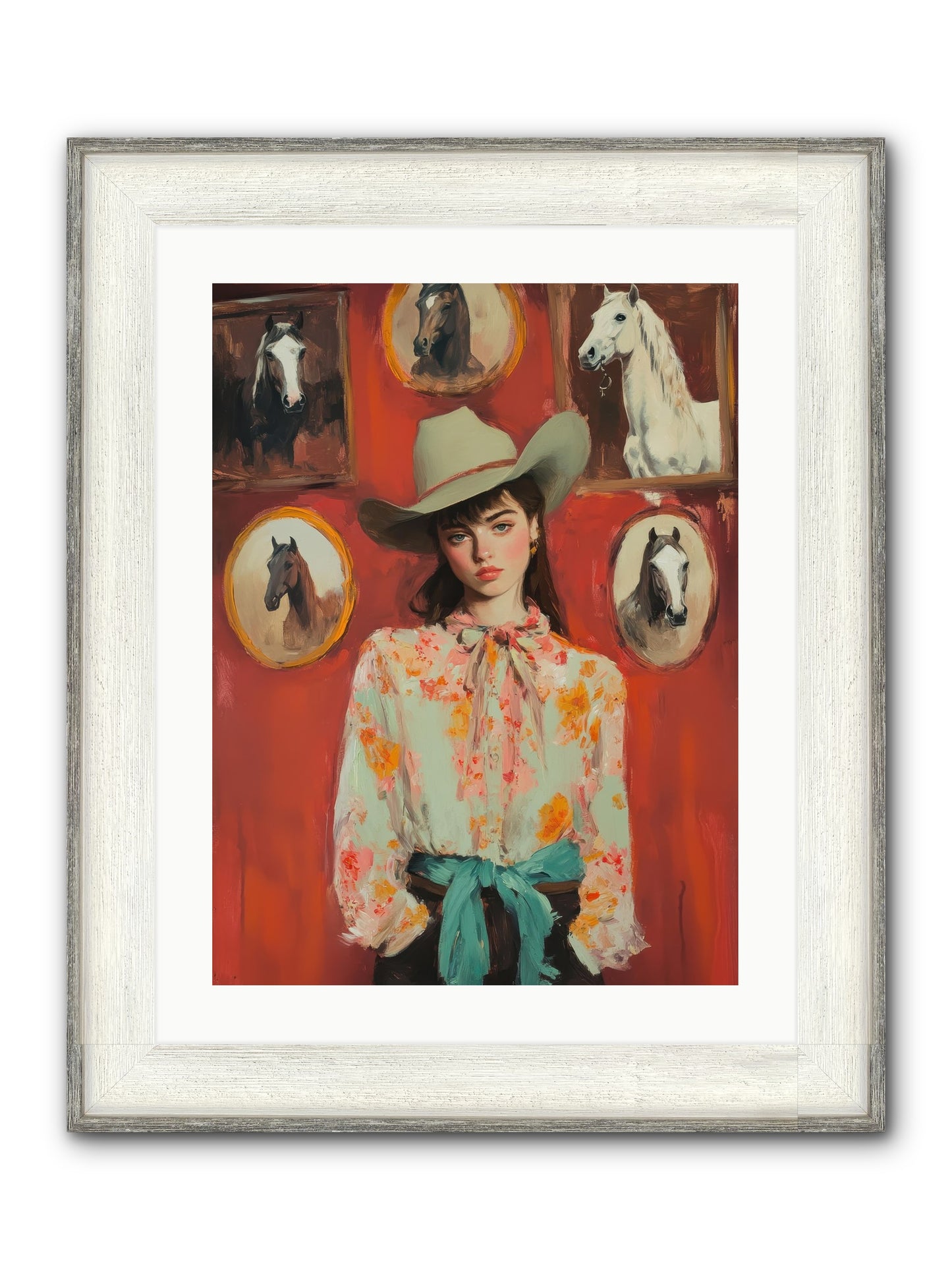 Lariat Legend Framed Print - Driftwood White 18x24