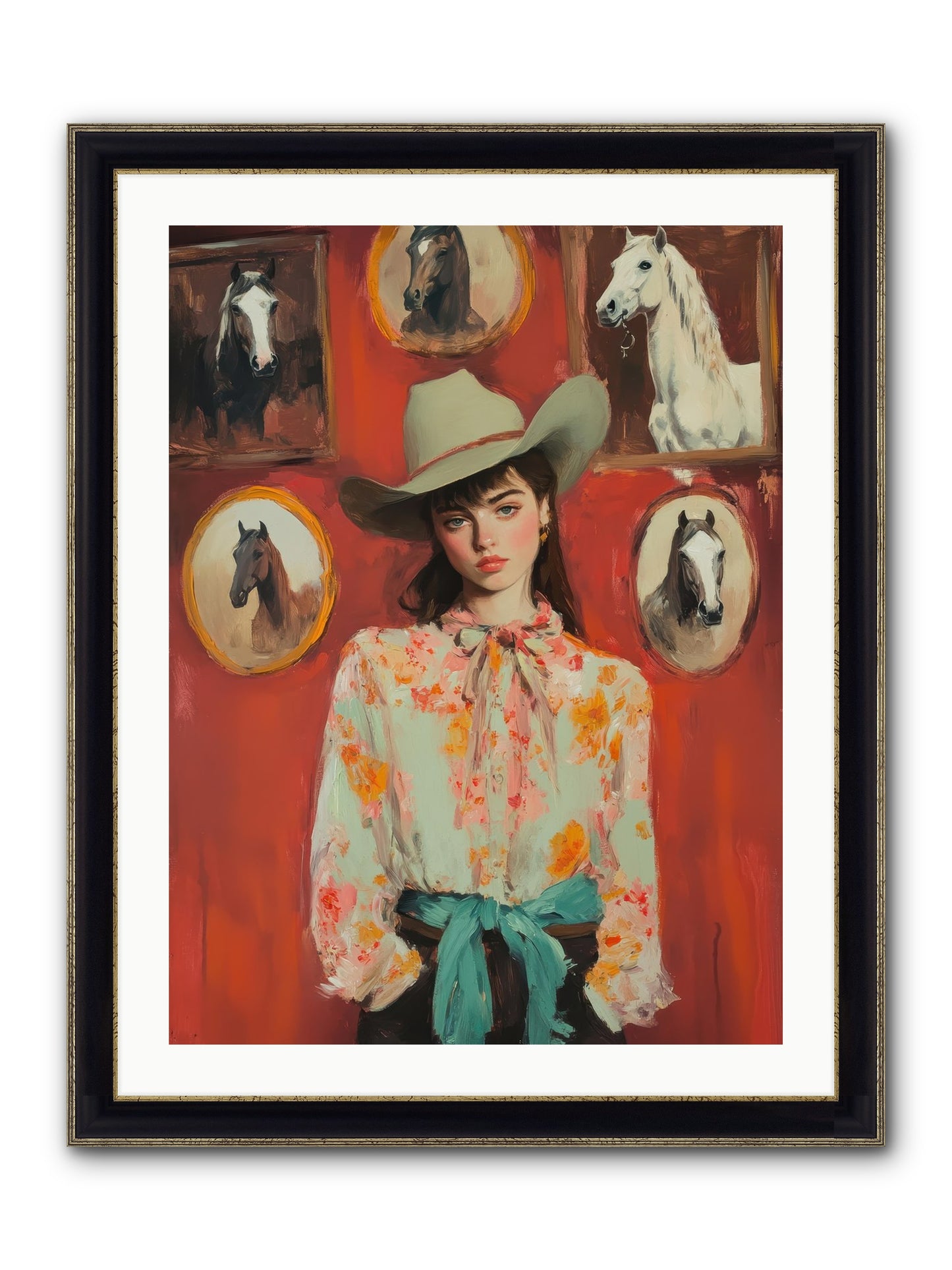 Lariat Legend Framed Print - Black & Gold 24x32