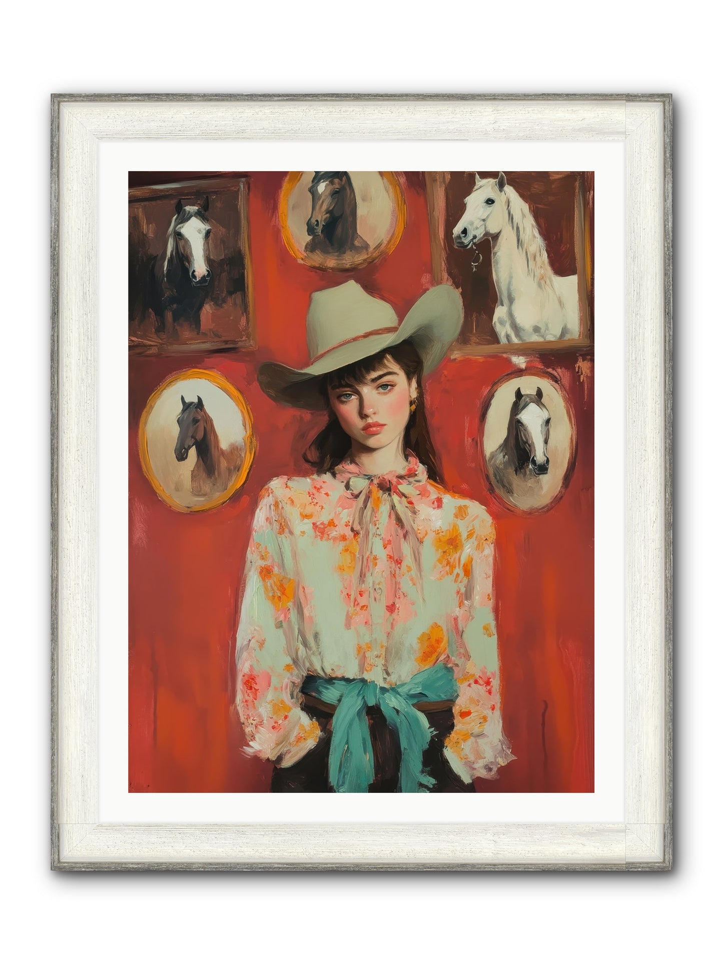 Lariat Legend Framed Print - Driftwood White 30x40