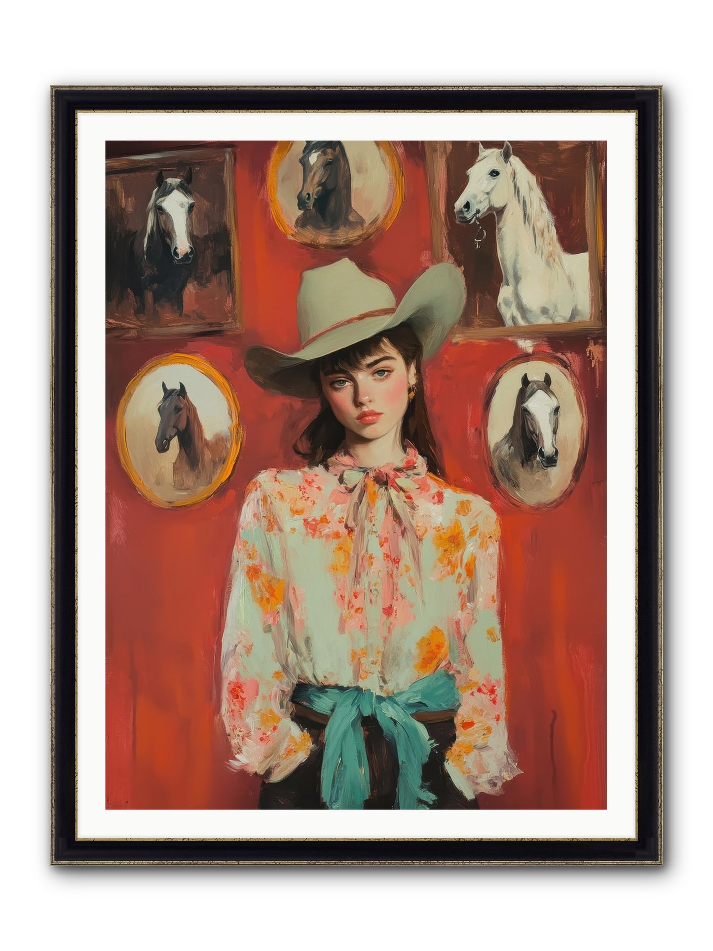 Lariat Legend Framed Print - Black & Gold 36x48