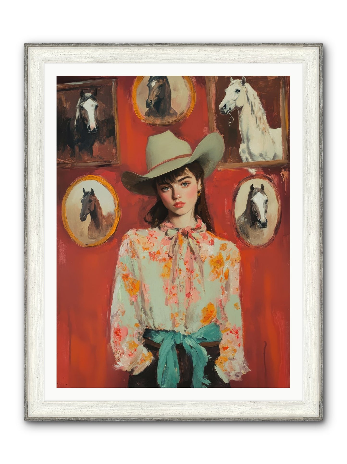 Lariat Legend Framed Print - Driftwood White 36x48