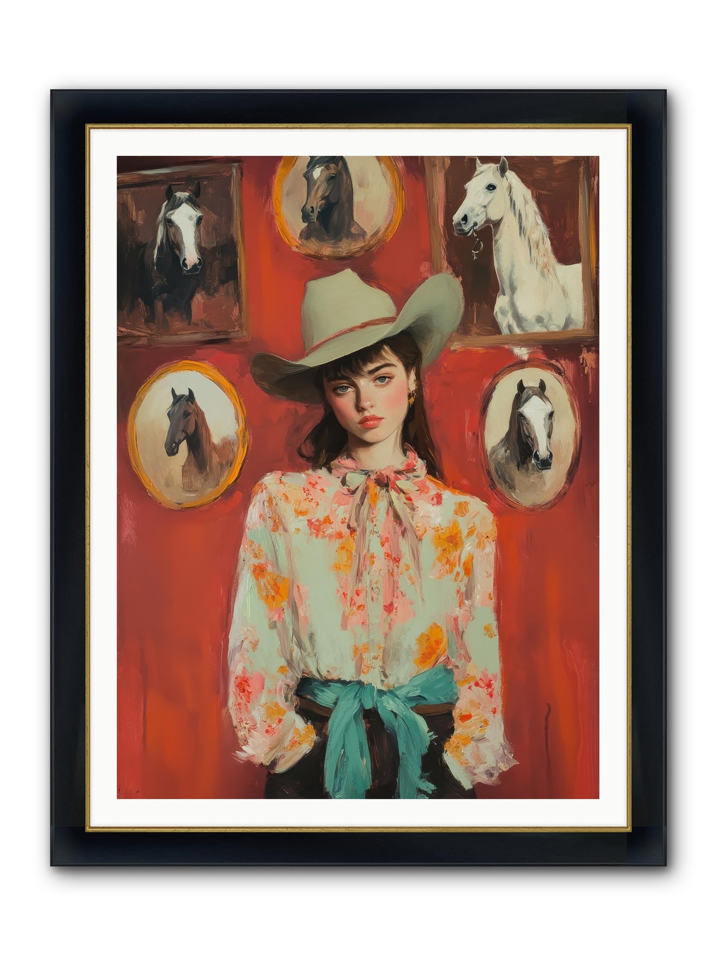Lariat Legend Framed Print - Wide Black w/Gold 36x48