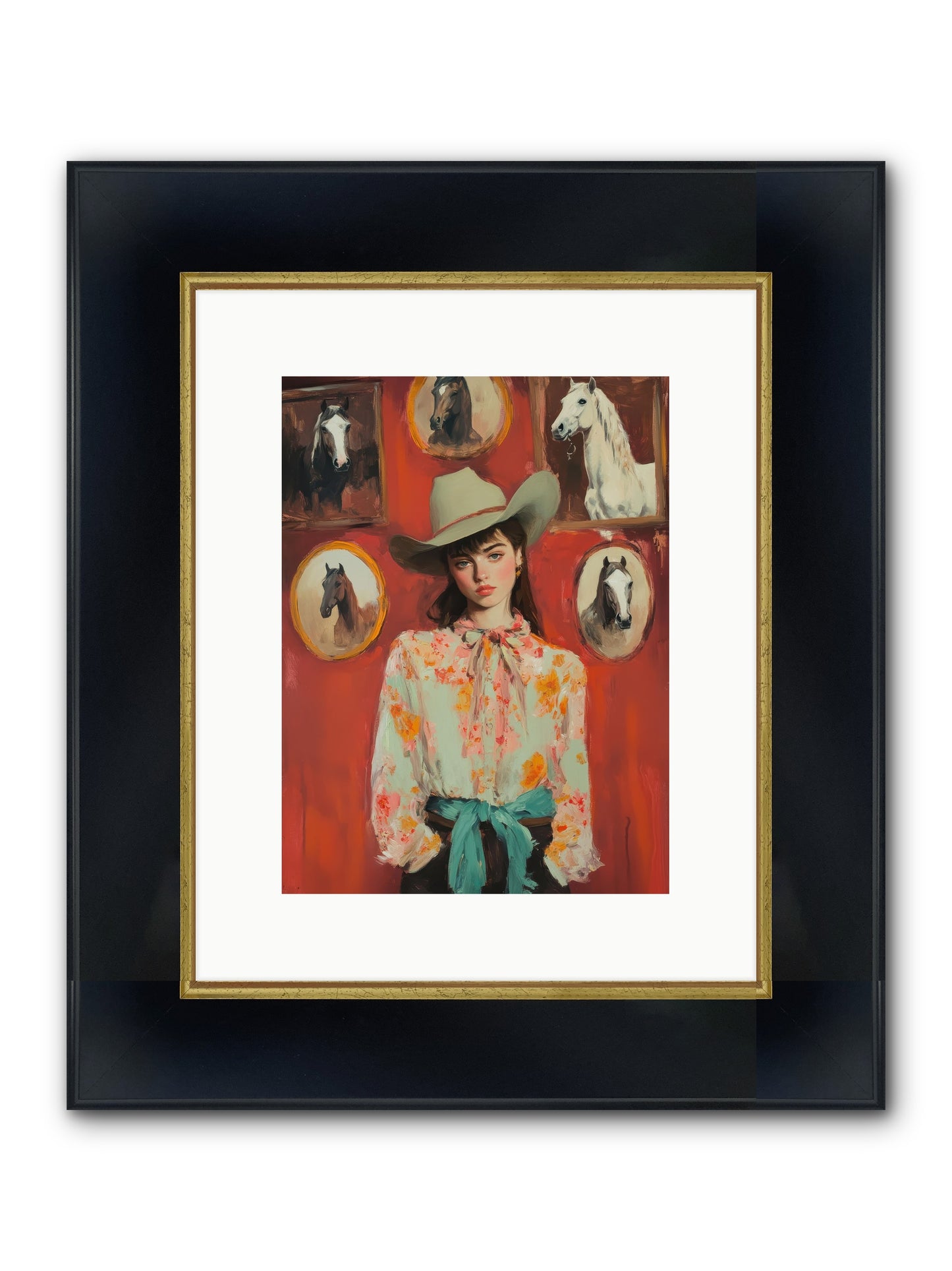 Lariat Legend Framed Print - Wide Black w/Gold 9x12