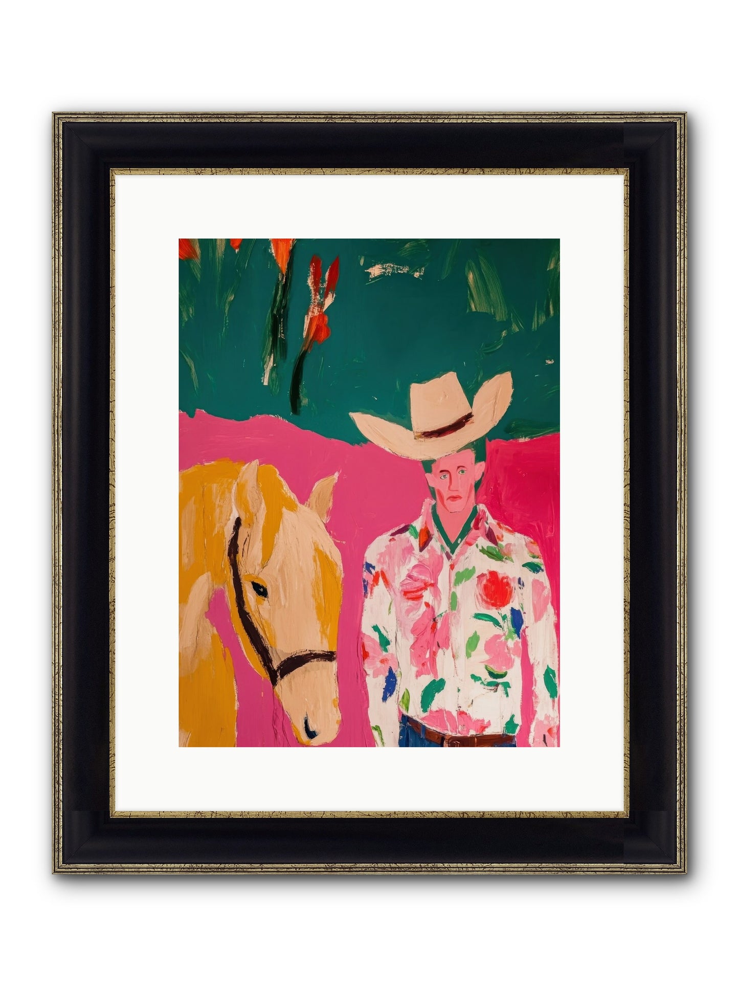 Last Lasso Framed Print - Black & Gold 12x16