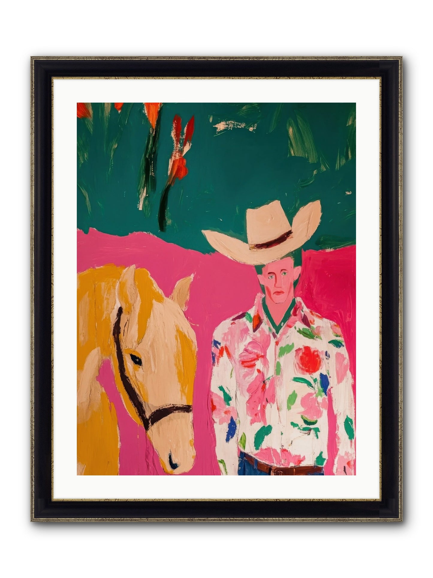 Last Lasso Framed Print - Black & Gold 24x32
