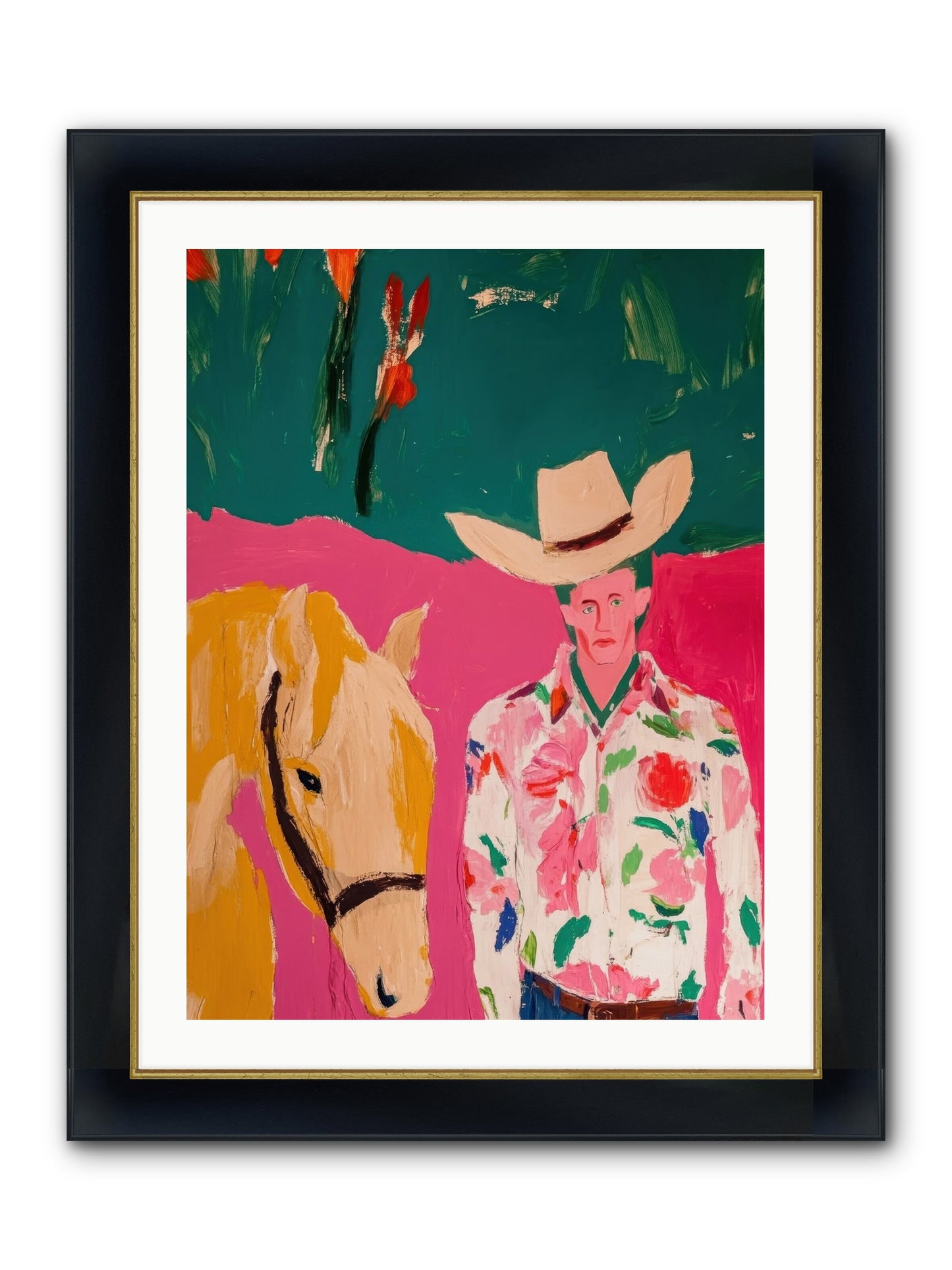 Last Lasso Framed Print - Wide Black w/Gold 24x32