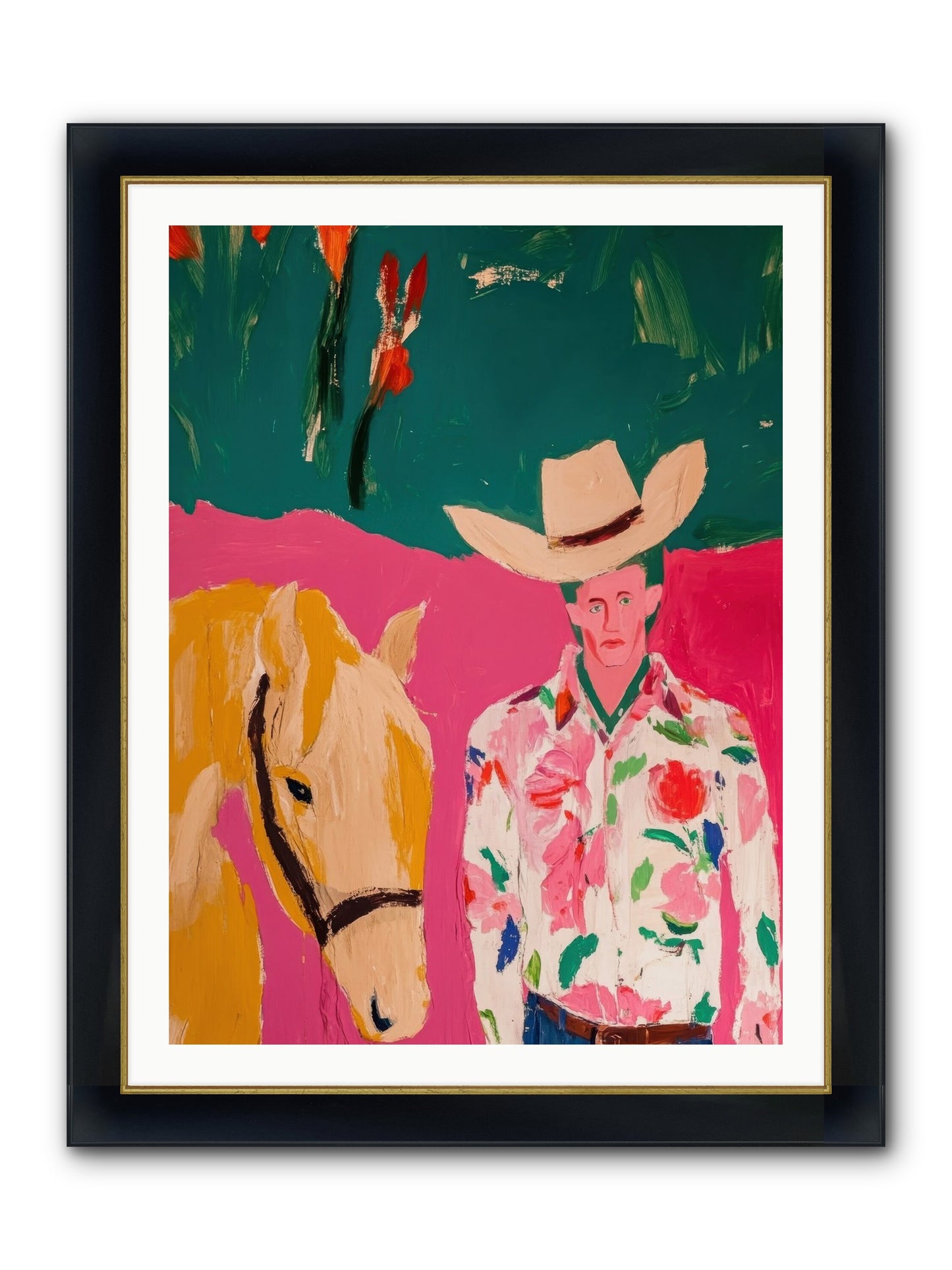 Last Lasso Framed Print - Wide Black w/Gold 30x40