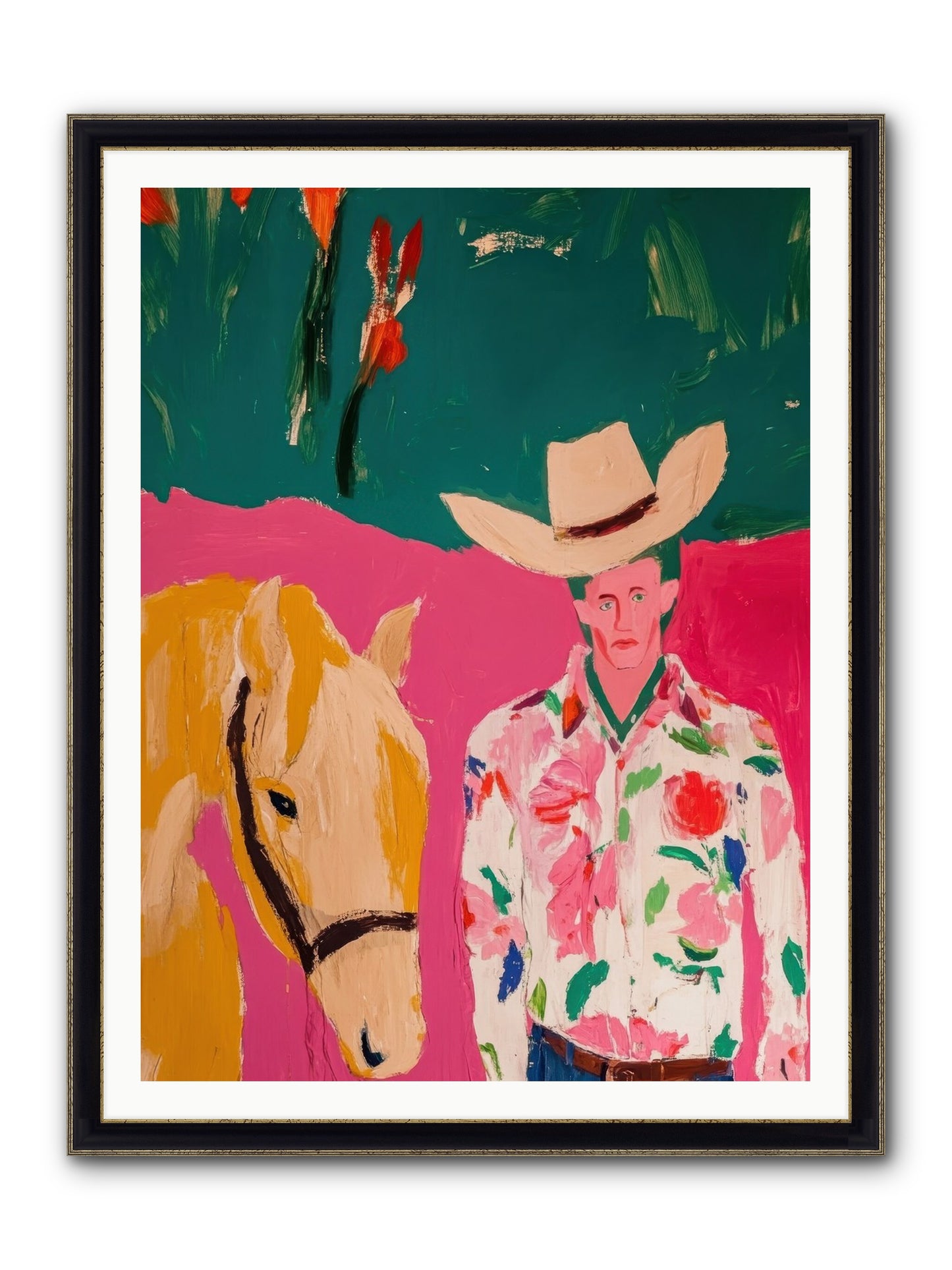 Last Lasso Framed Print - Black & Gold 36x48