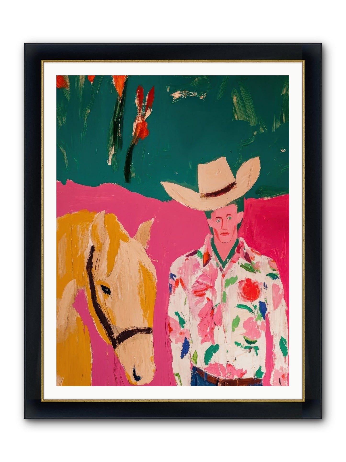 Last Lasso Framed Print - Wide Black w/Gold 36x48