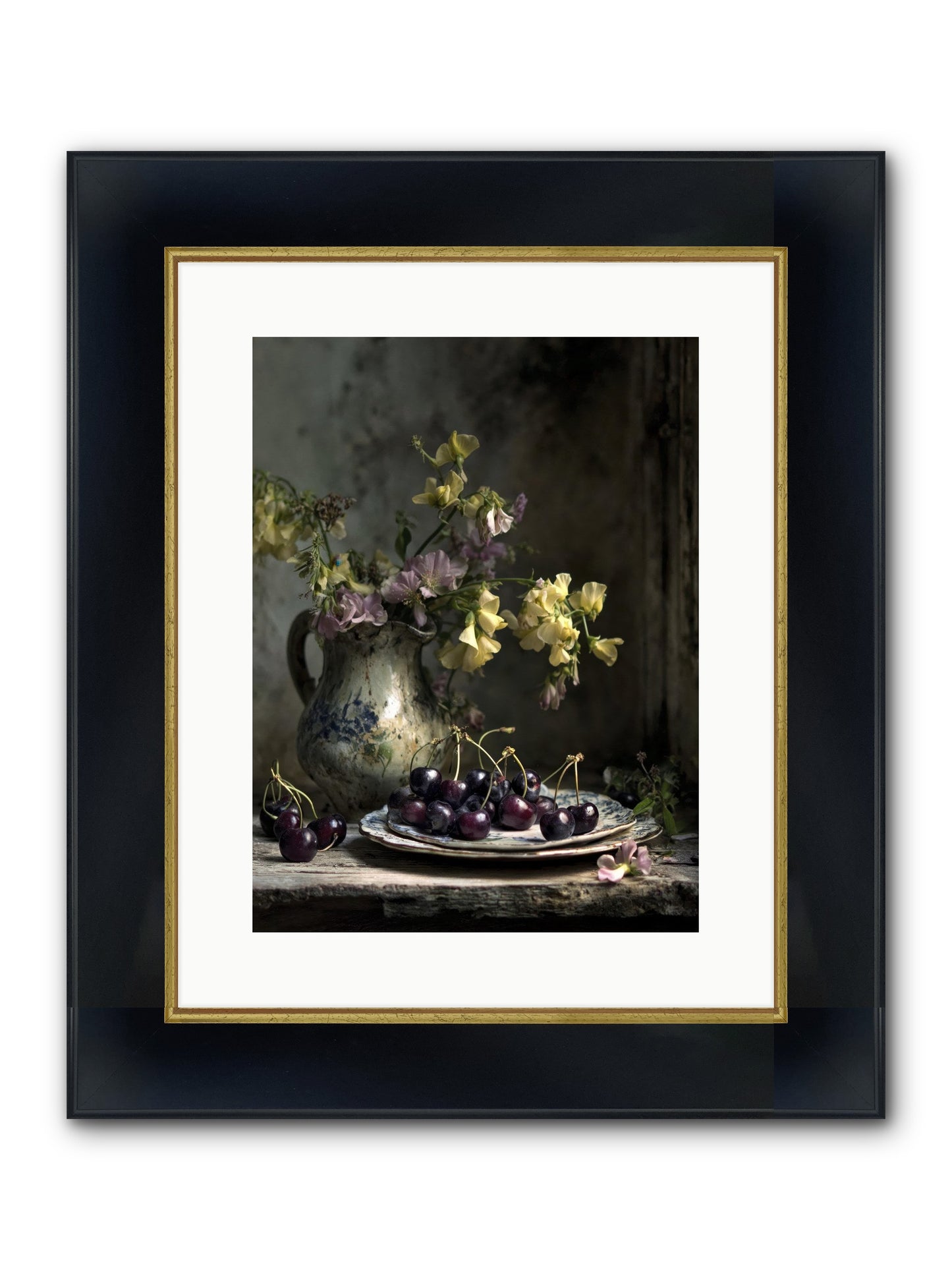 Lately Framed Print - Wide Black w/Gold 12x16